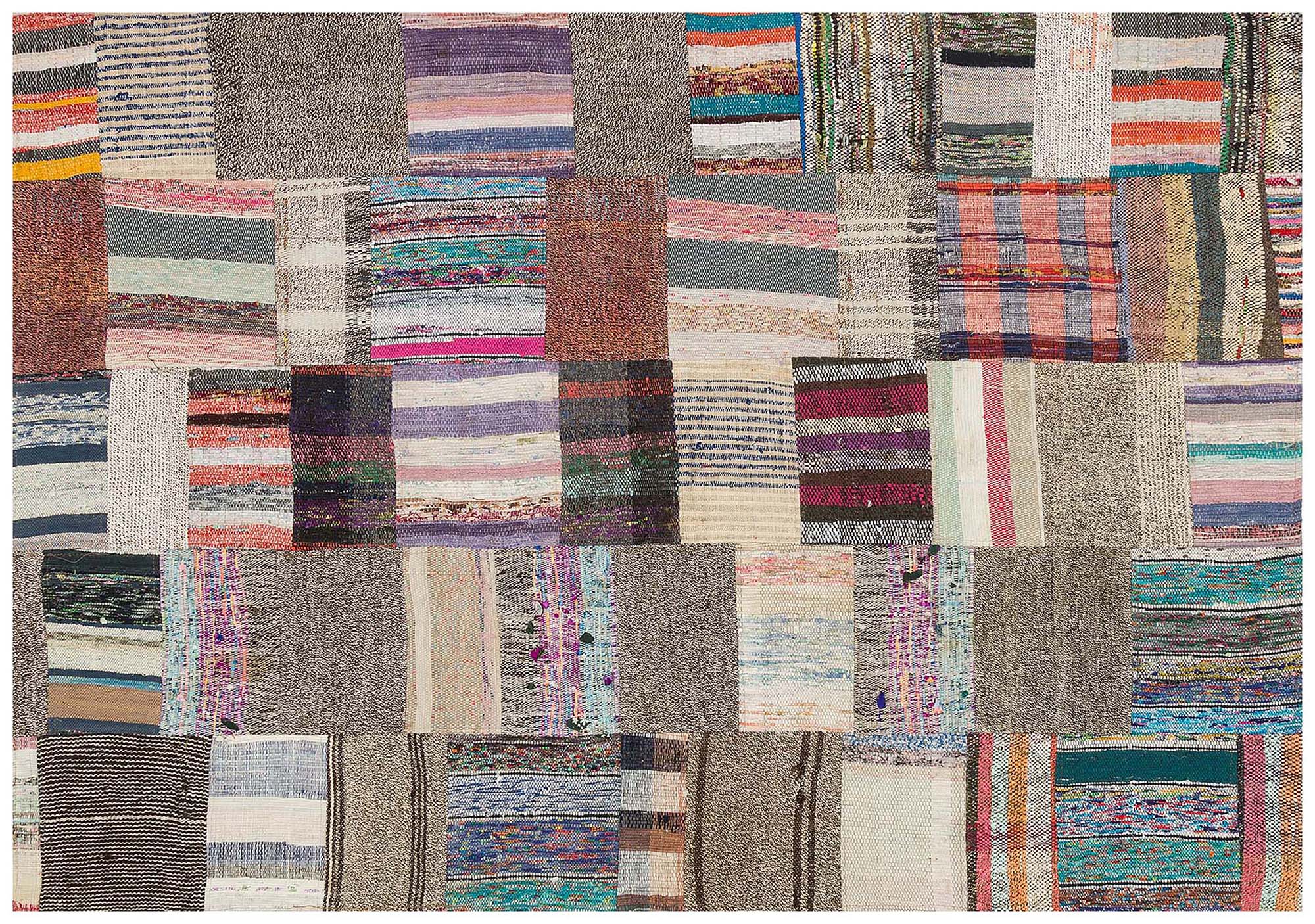 Patchwork Distressed Hand-Woven Rug — detail view 3, handmade vintage rug