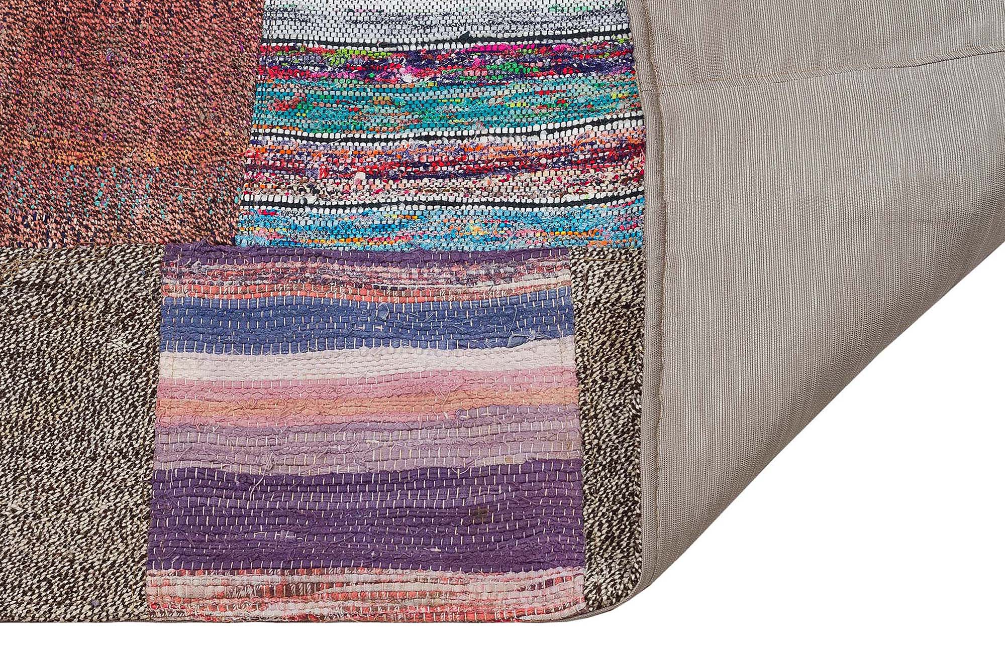 Patchwork Distressed Hand-Woven Rug — detail view 4, handmade vintage rug