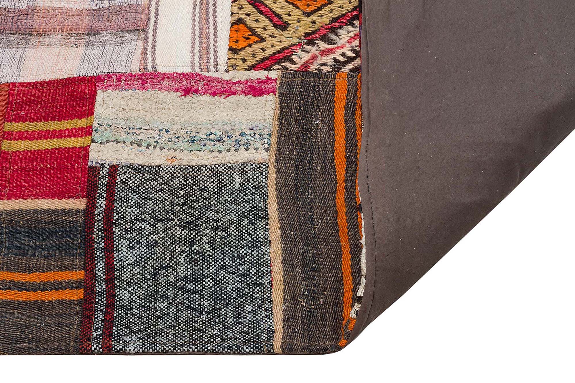 Unique Anatolian Patchwork Distressed Handwoven Rug — detail view 3, handmade vintage rug