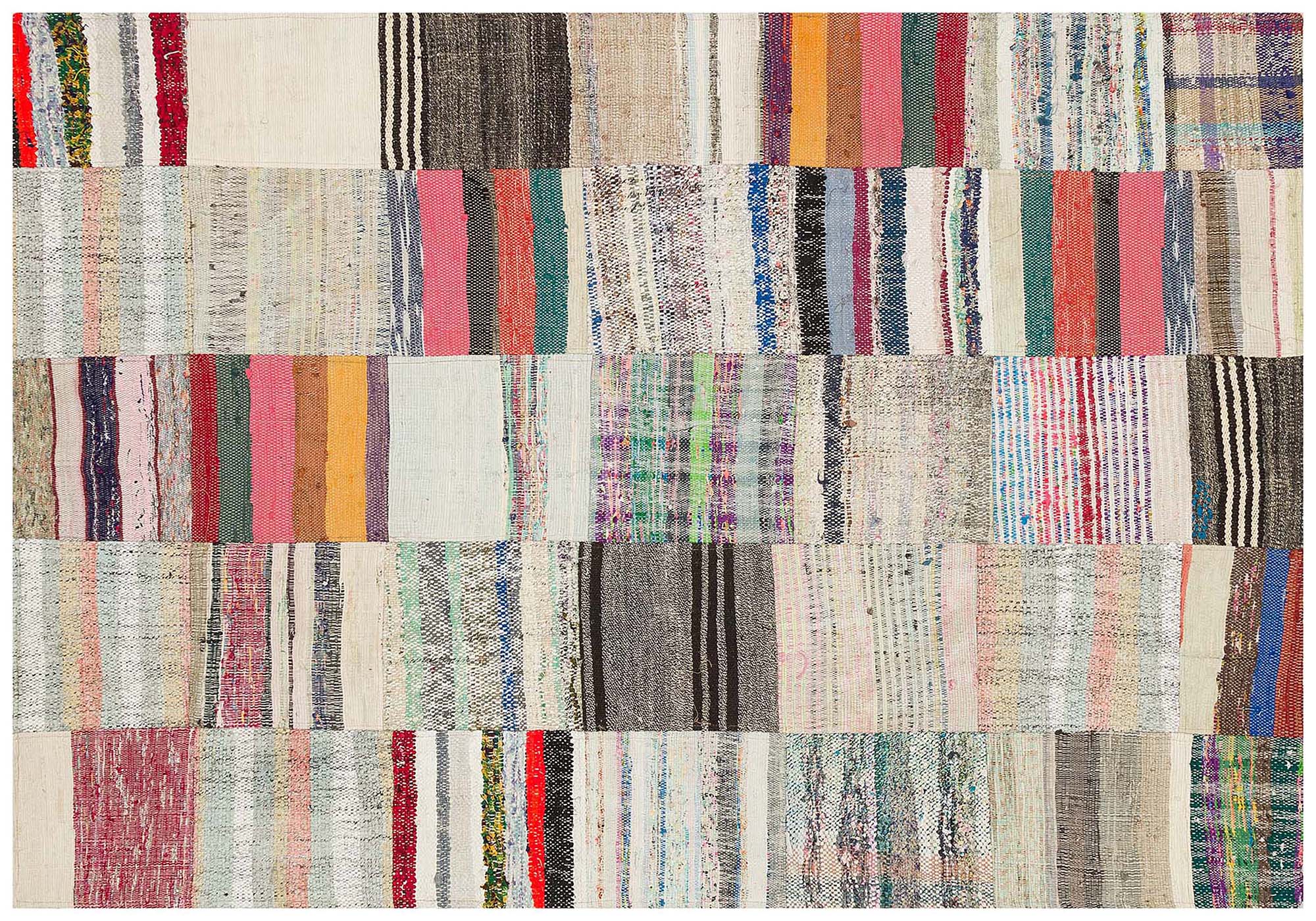 Unique Handwoven Patchwork Art Rug — detail view 3, handmade vintage rug