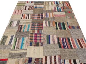Özel Patchwork Eskitme El Dokuma Halı 167 x 215 cm 6133