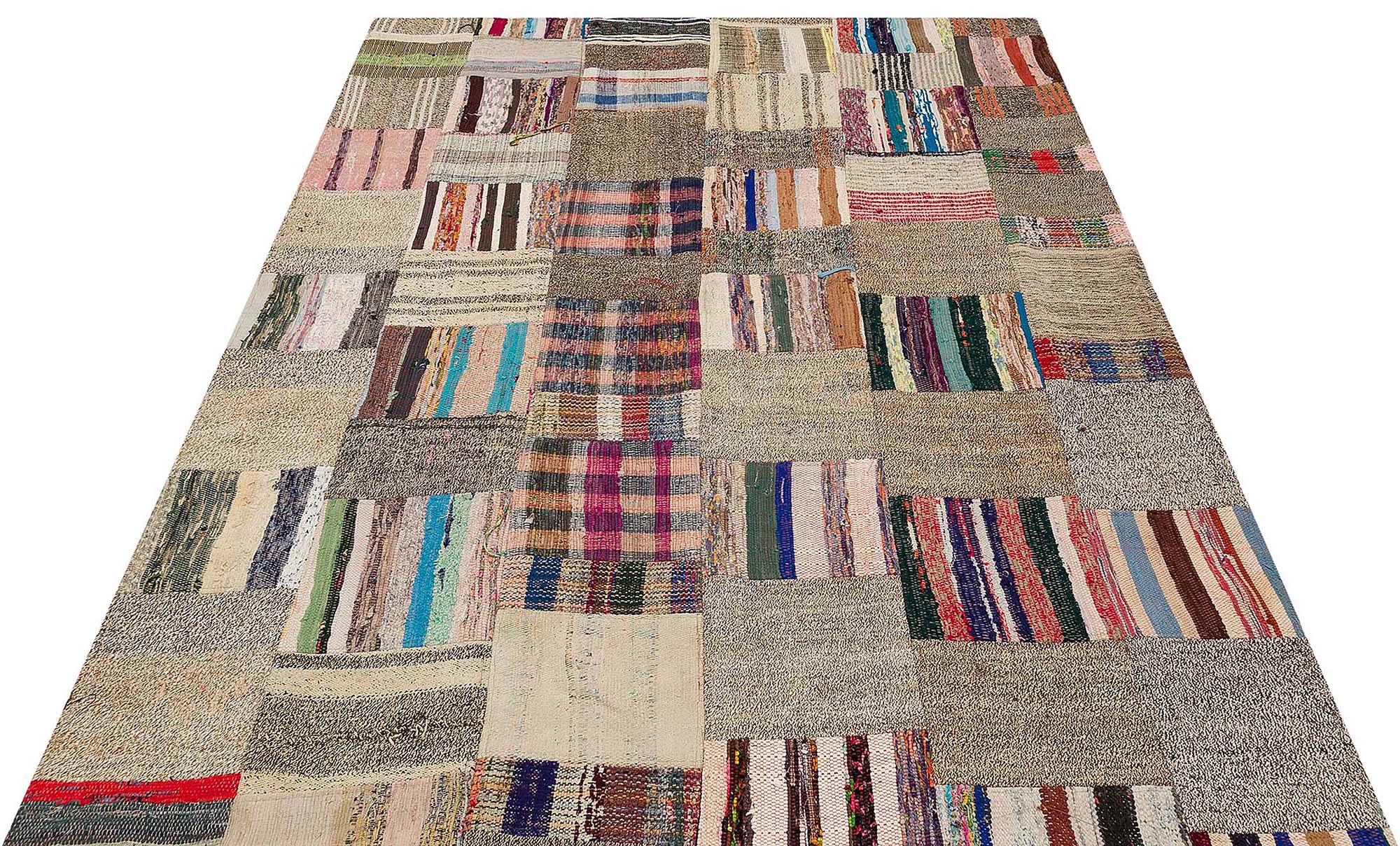 Özel Patchwork Eskitme El Dokuma Halı 167 x 215 cm 6133 - Görsel 4