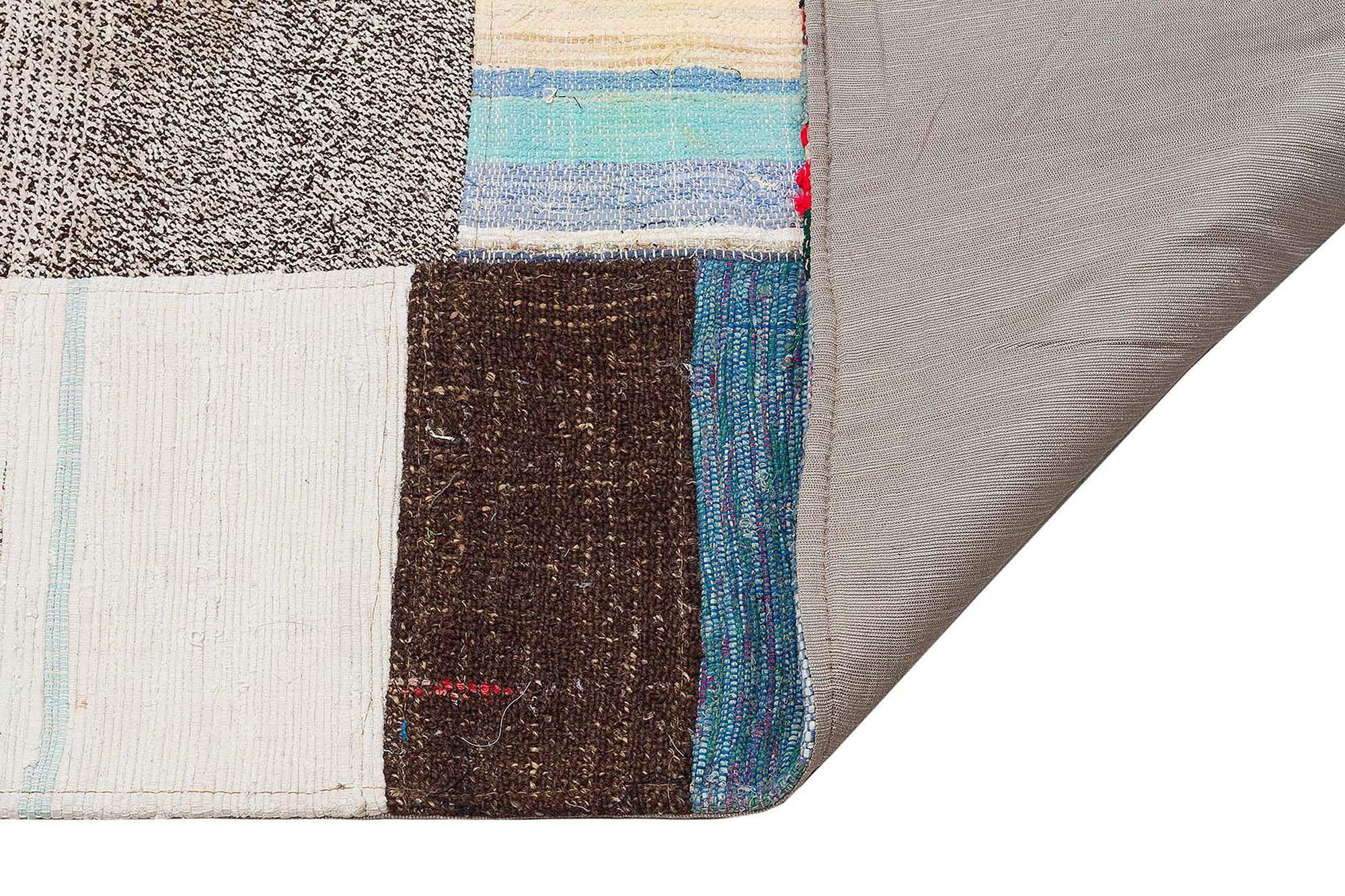 Gerçek El Dokuma Eskitme Patchwork Halı 169 x 222 cm 6134 - Görsel 3