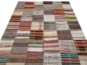 Gerçek El Dokuma Eskitme Patchwork Halı  169 x 232 cm 6139