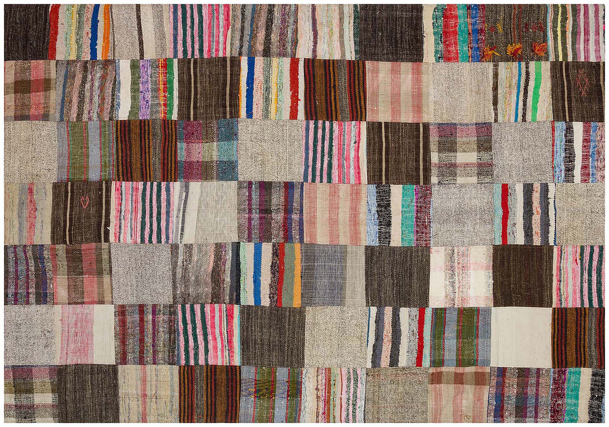 Vintage Hand-Woven Patchwork Rug — detail view 3, handmade vintage rug
