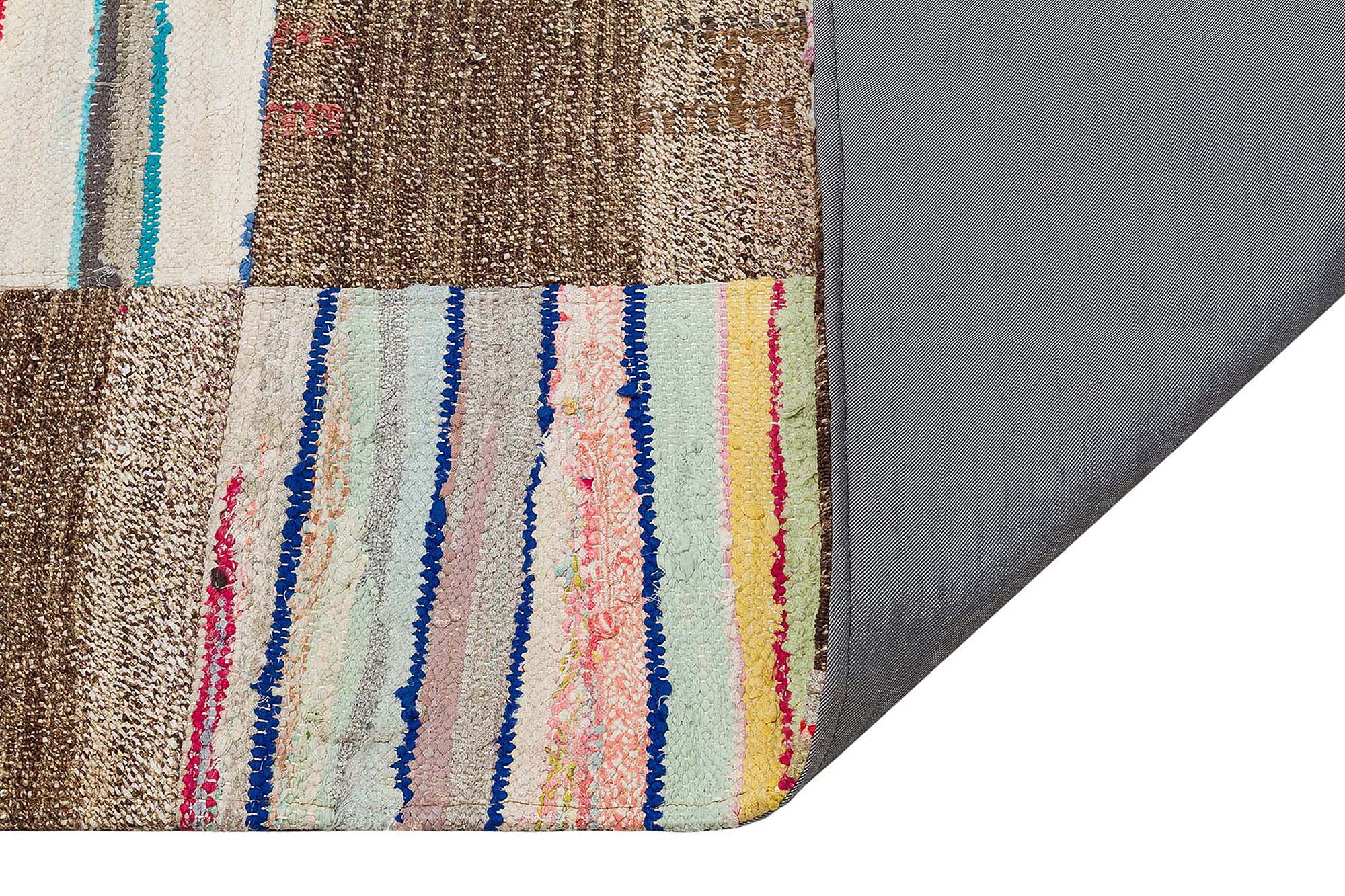 Unique Anatolian Patchwork Distressed Handwoven Rug — detail view 3, handmade vintage rug