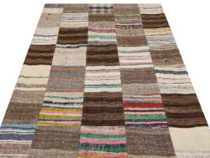 Eşsiz Anadolu Patchwork Eskitme El Dokuma Halı 140 x 205 cm 6143