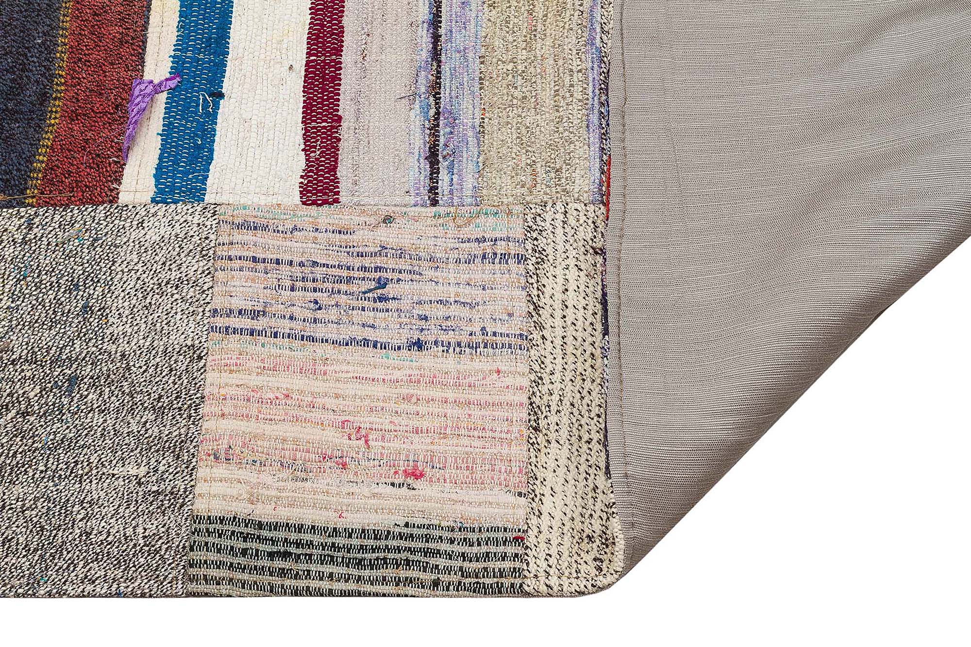 Unique Anatolian Patchwork Distressed Handwoven Rug — detail view 3, handmade vintage rug