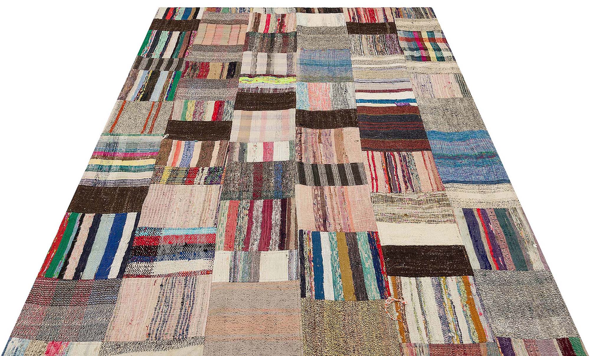 Unique Anatolian Patchwork Distressed Handwoven Rug, vintage rug, Handmade, hand-knotted wool, cotton & silk, size 167 × 220 cm, from Kayseri