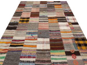 Klasik Modern Patchwork Eskitme El Dokuma Halı 203 x 303 cm 6153