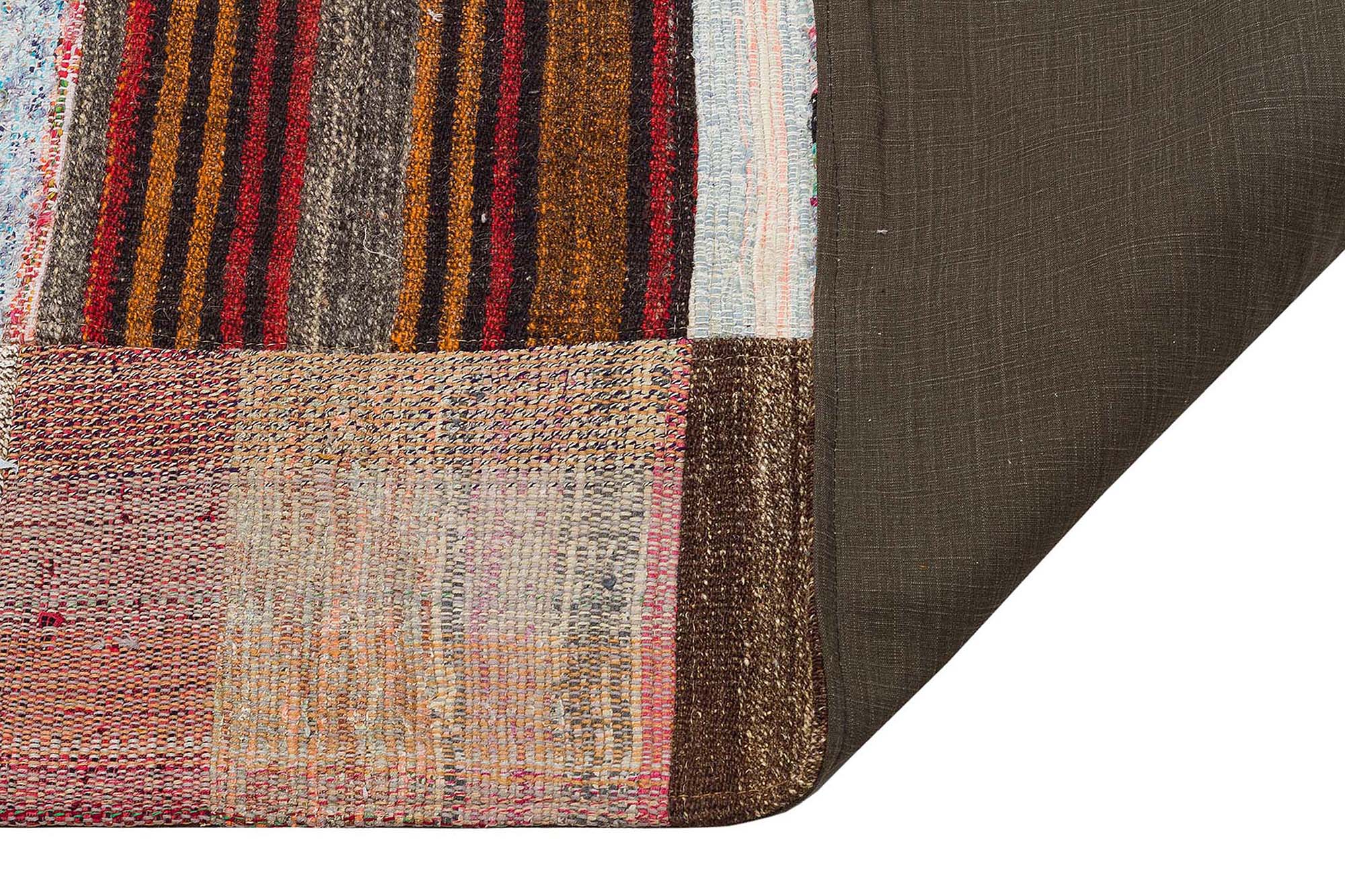 Unique Anatolian Patchwork Distressed Handwoven Rug — detail view 3, handmade vintage rug