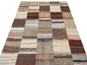 Eşsiz Anadolu Patchwork Eskitme El Dokuma Halı 142 x 201 cm 6155