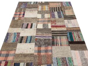 Klasik Modern Patchwork Eskitme El Dokuma Halı 141 x 197 cm 6162