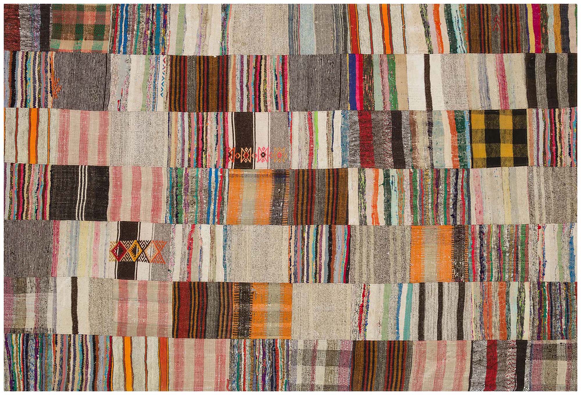 Vintage Patchwork 100% Handwoven Rug — detail view 3, handmade vintage rug