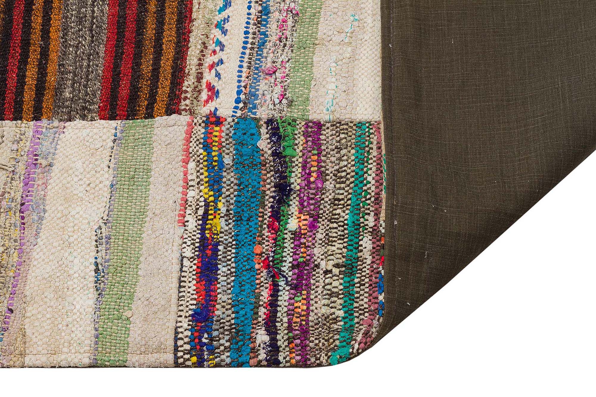 Vintage Patchwork 100% Handwoven Rug — detail view 2, handmade vintage rug