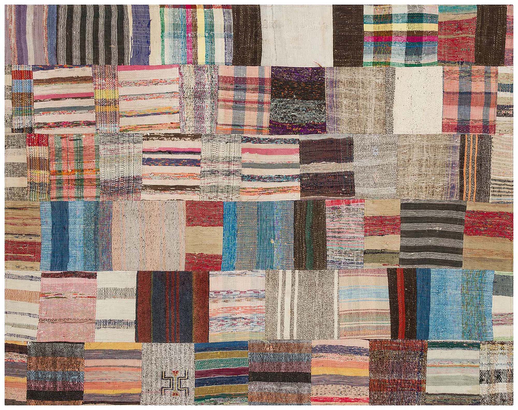 Authentic Hand-Woven Distressed Rug — detail view 3, handmade vintage rug