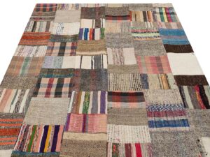 Klasik Modern Patchwork Eskitme El Dokuma Halı 170 x 210 cm 6178
