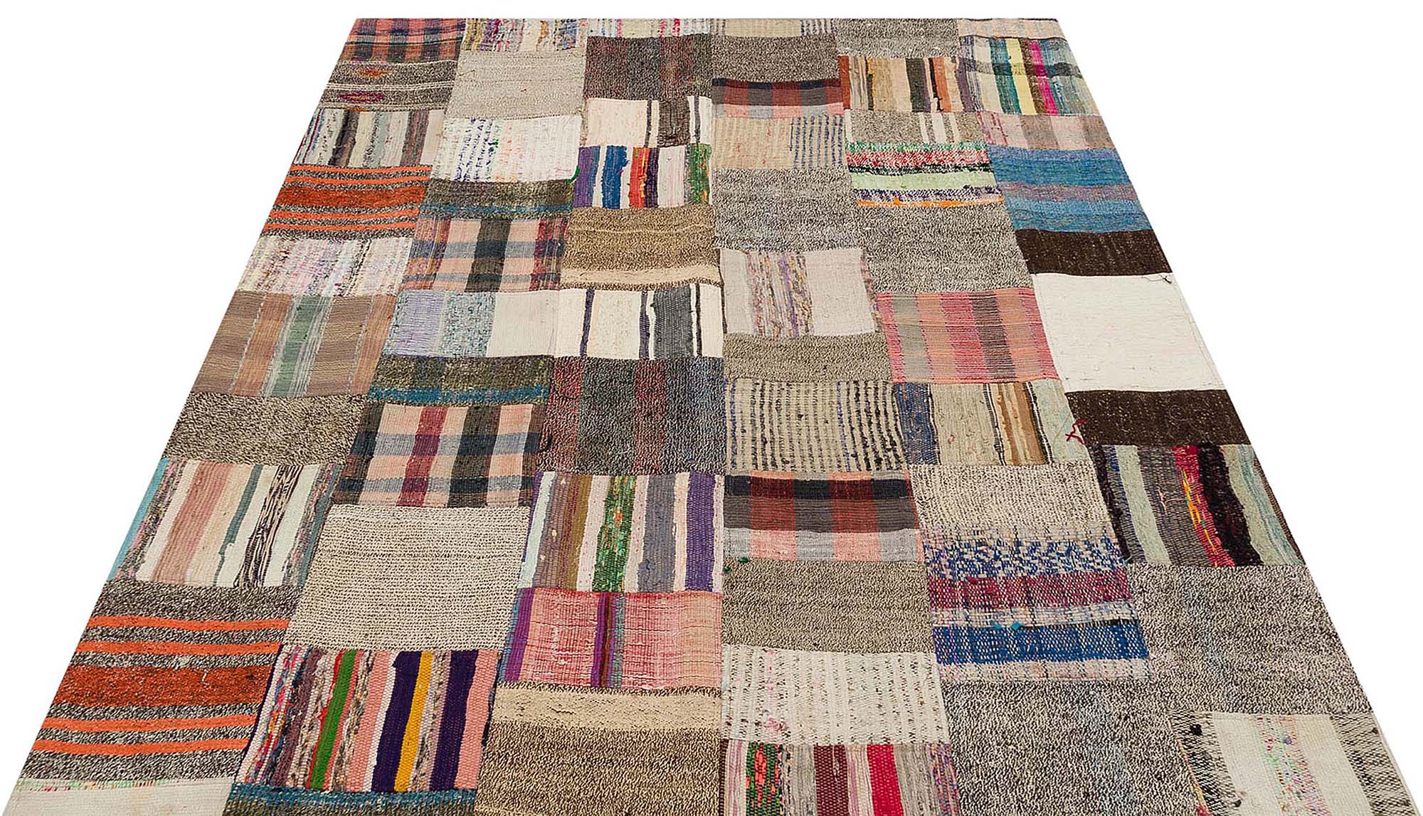 Klasik Modern Patchwork Eskitme El Dokuma Halı  170 x 210 cm 6178
