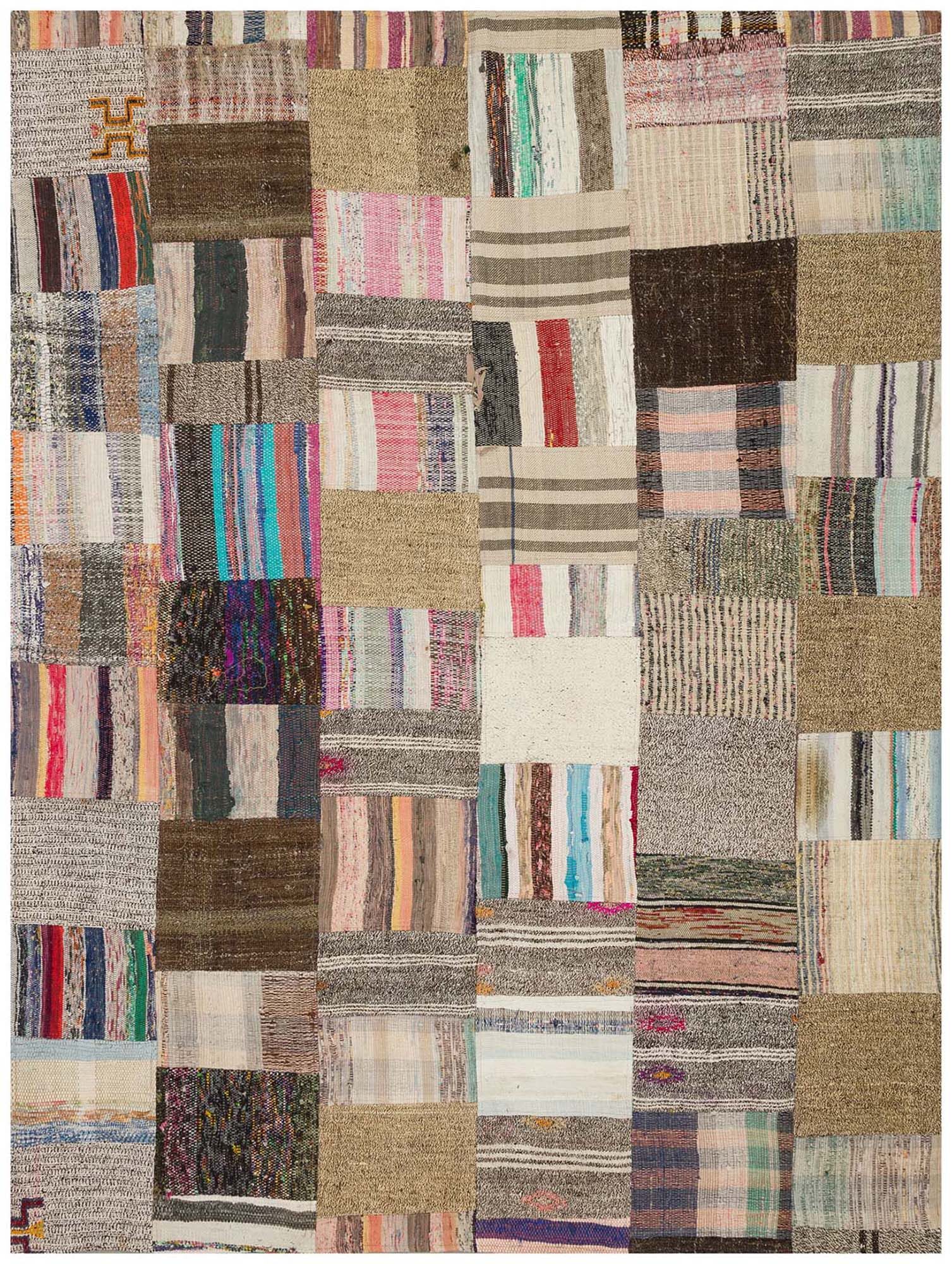 Gerçek El Dokuma Eskitme Patchwork Halı 170 x 231 cm 6179 - Görsel 4