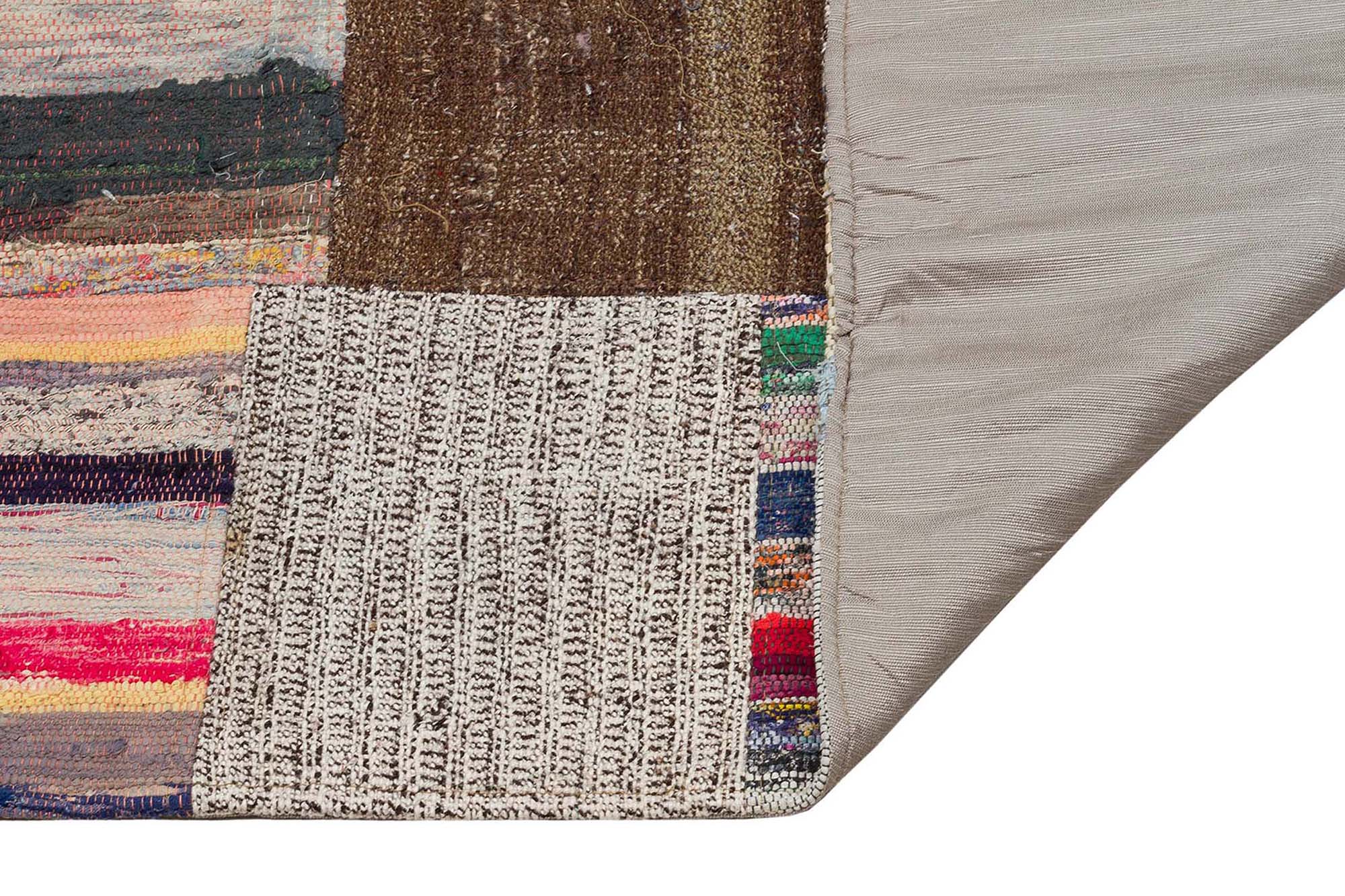Gerçek El Dokuma Eskitme Patchwork Halı 170 x 231 cm 6179 - Görsel 3