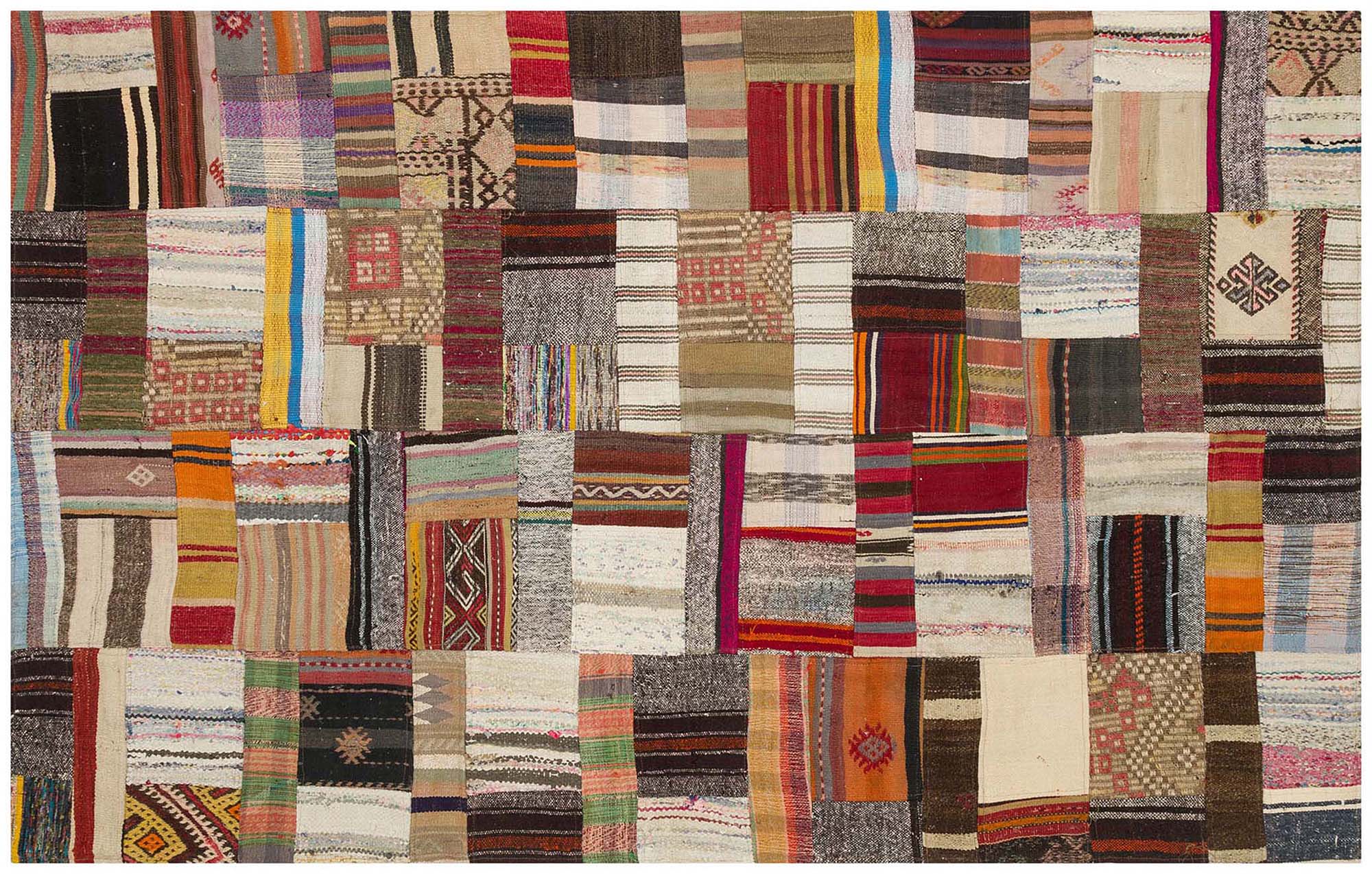 Klasik Modern Patchwork Eskitme El Dokuma Halı 155 x 243 cm 6184 - Görsel 4