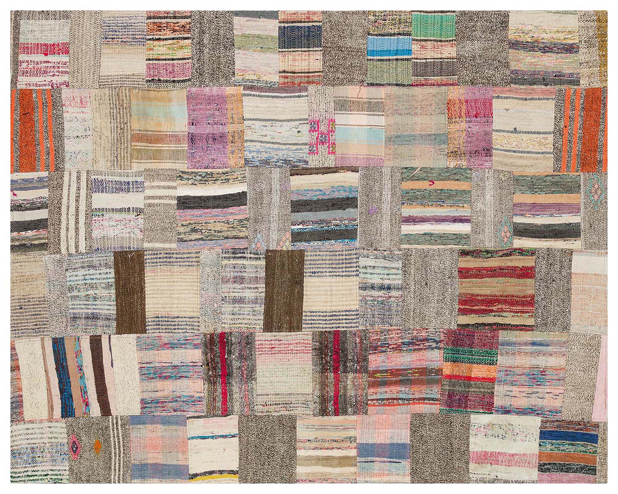 Unique Anatolian Patchwork Distressed Handwoven Rug — detail view 3, handmade vintage rug
