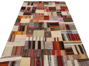 Klasik Modern Patchwork Eskitme El Dokuma Halı 152 x 243 cm 6188