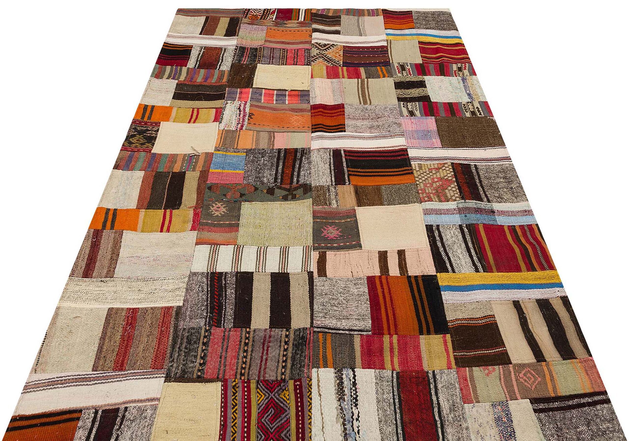 Klasik Modern Patchwork Eskitme El Dokuma Halı  152 x 243 cm 6188