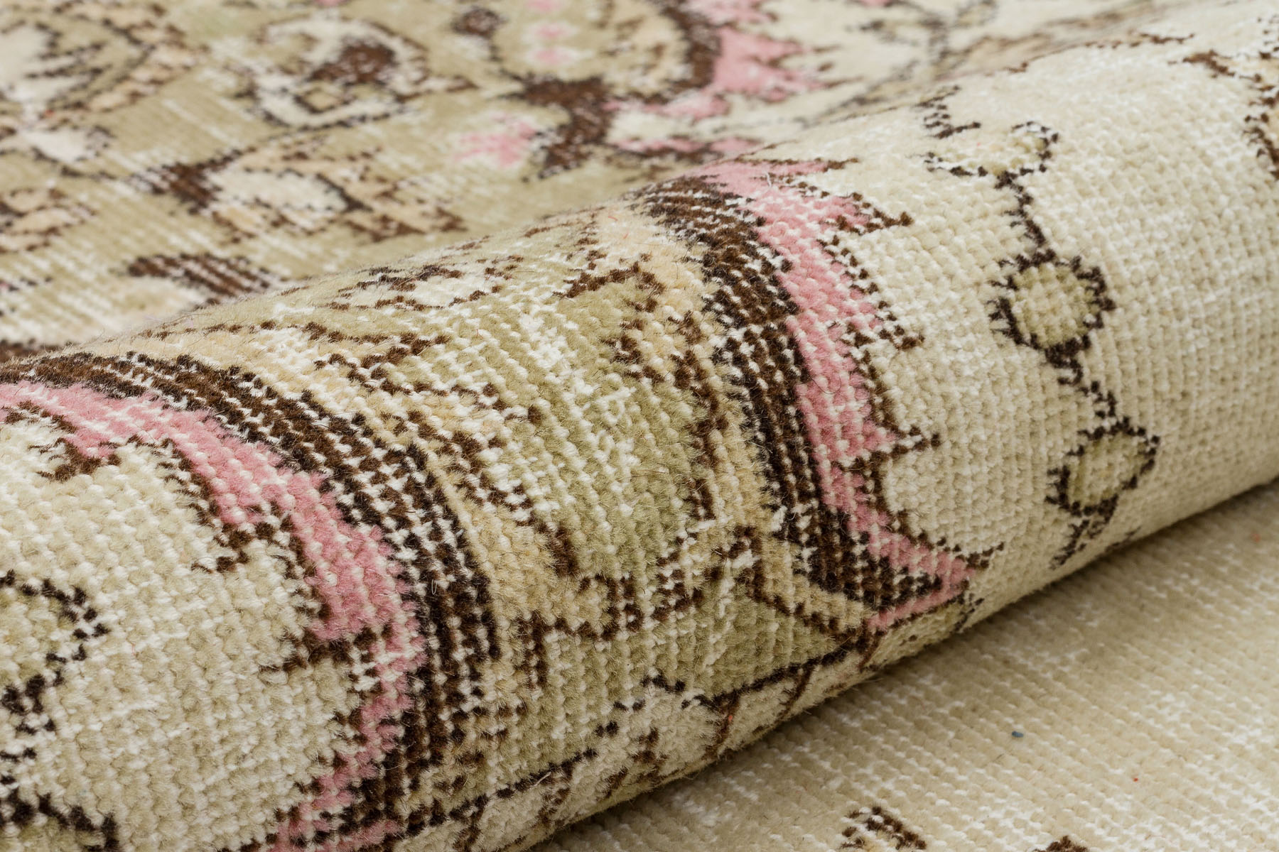Authentic Hand-Woven Distressed Vintage Rug — detail view 3, handmade vintage rug