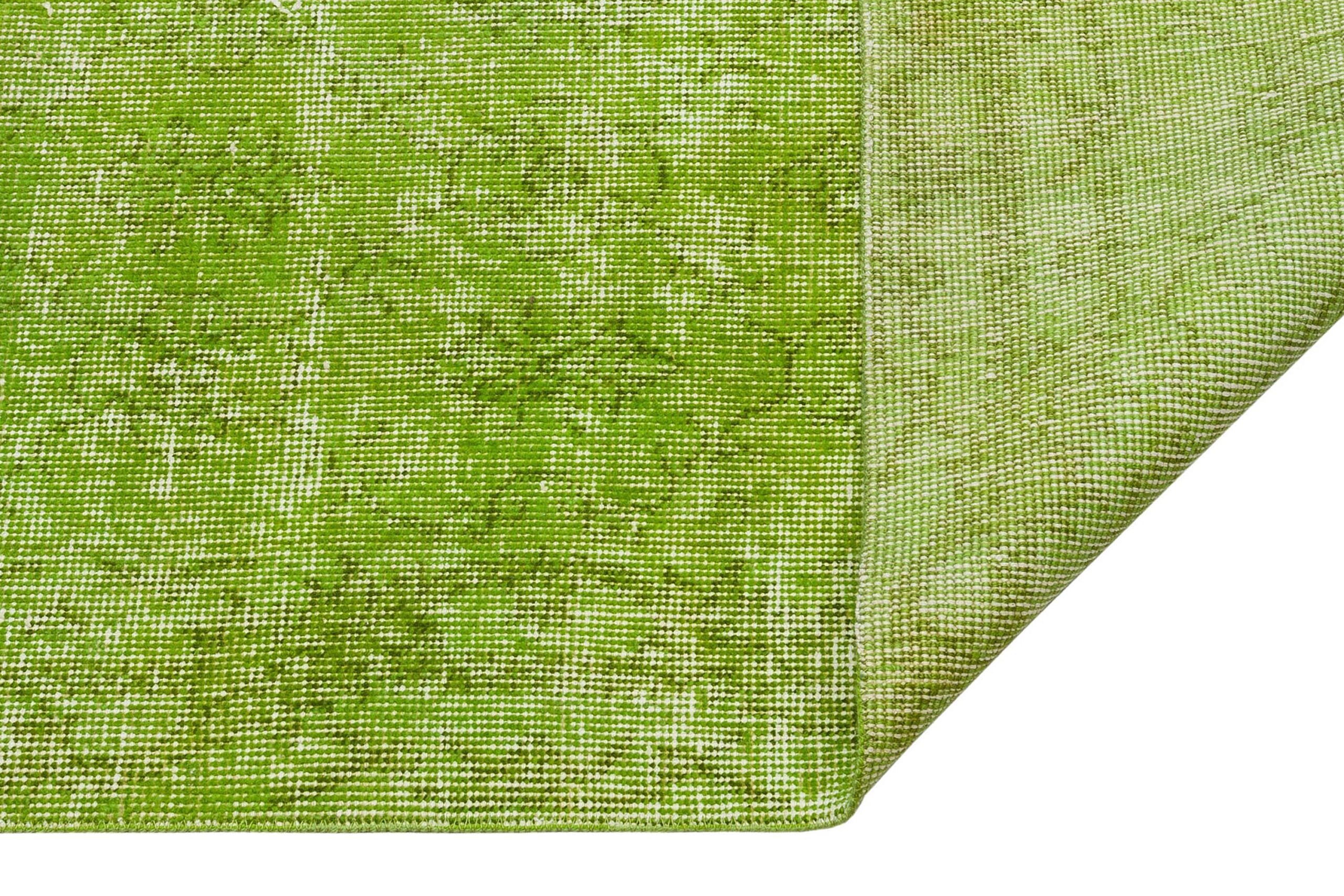 Distressed Vintage Handwoven Anatolian Rug, Green — detail view 3, handmade vintage rug