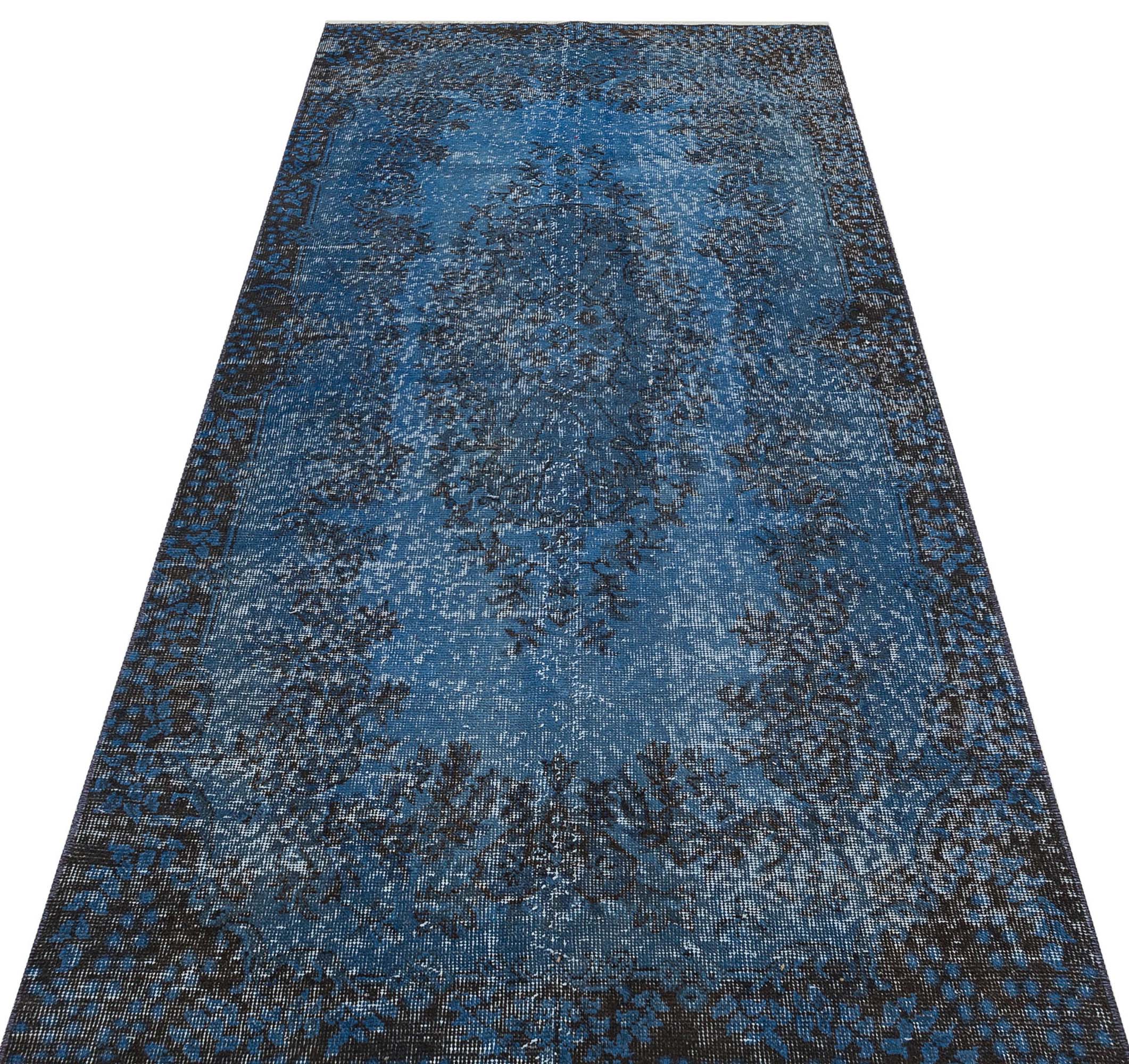 Göbekli Vintage Eskitme El Dokuma Halı Mavi Rengi  115 x 248 cm 8707