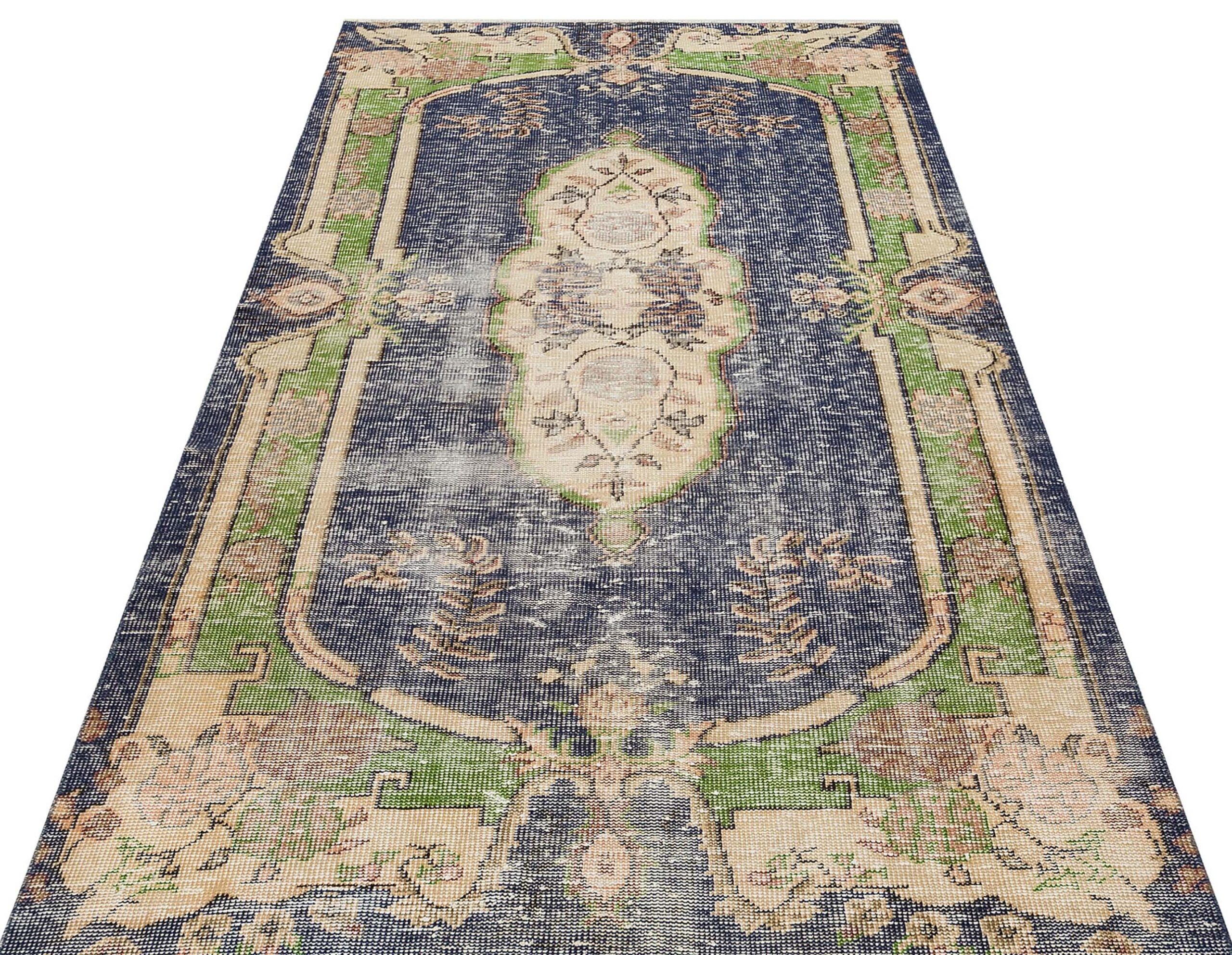 Özel Vintage Eskitme El Dokuma Halı Göbekli Özel Rengi 140 x 246 cm 8719
