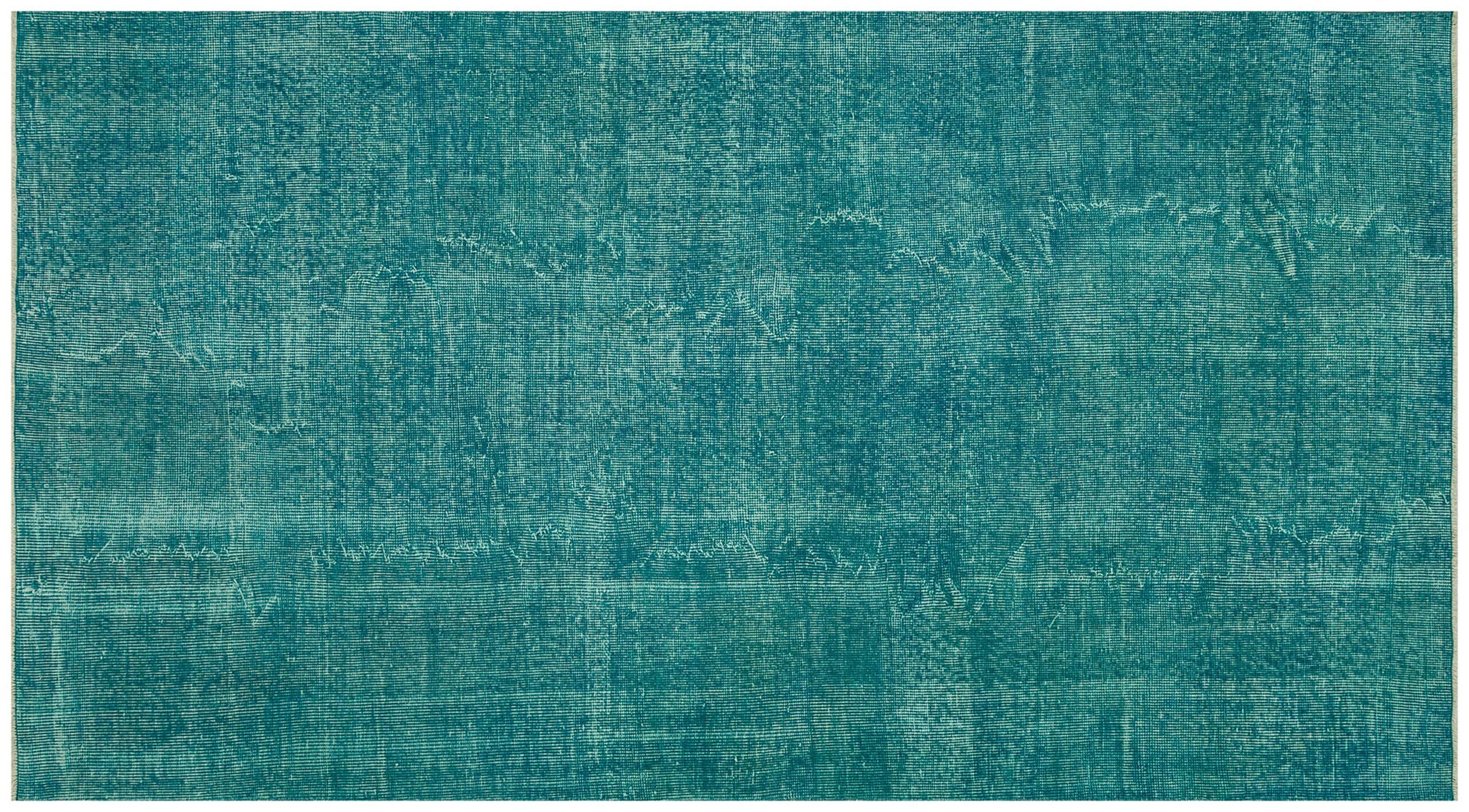 Vintage Eskitme El Dokuma Halı Buz Mavi Rengi 138 x 253 cm 8721 - Görsel 2