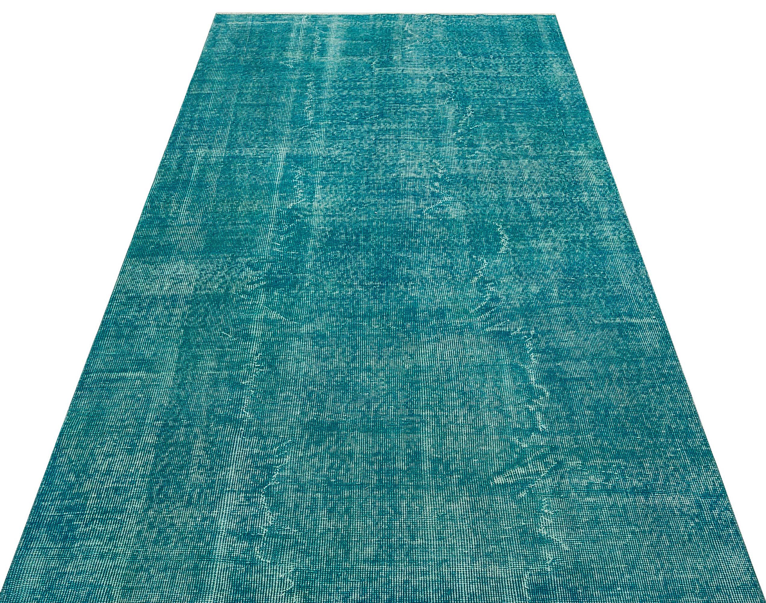 Vintage Eskitme El Dokuma Halı  Buz Mavi Rengi 138 x 253 cm 8721