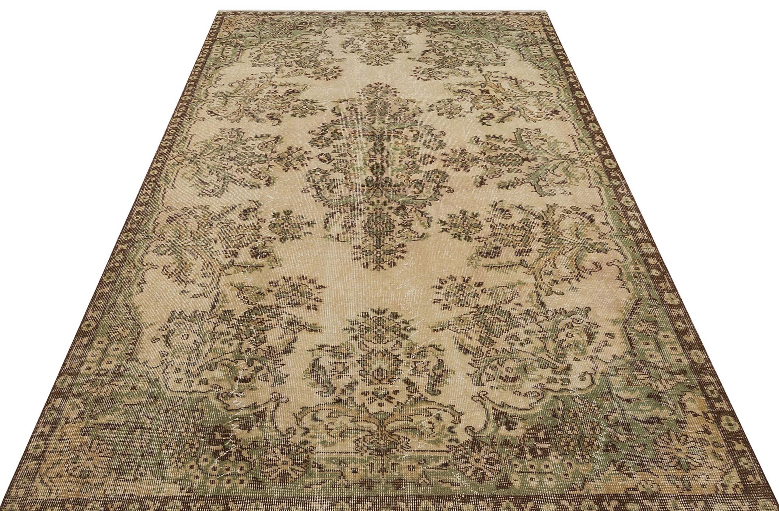 Vintage Handwoven Rug, Classic Modern, vintage rug, Handmade, hand-knotted wool, cotton & silk, size 171 × 276 cm, from Ladik