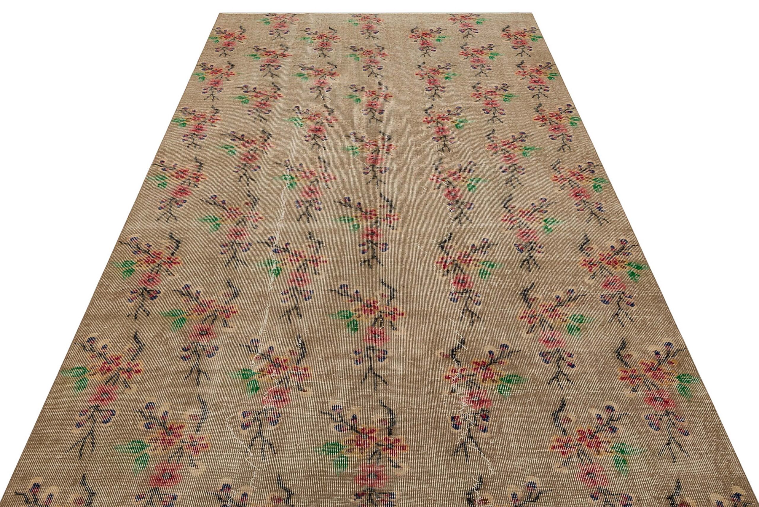Distressed Handwoven Vintage Rug, vintage rug, Handmade, hand-knotted wool & cotton, size 168 × 264 cm, from Oushak