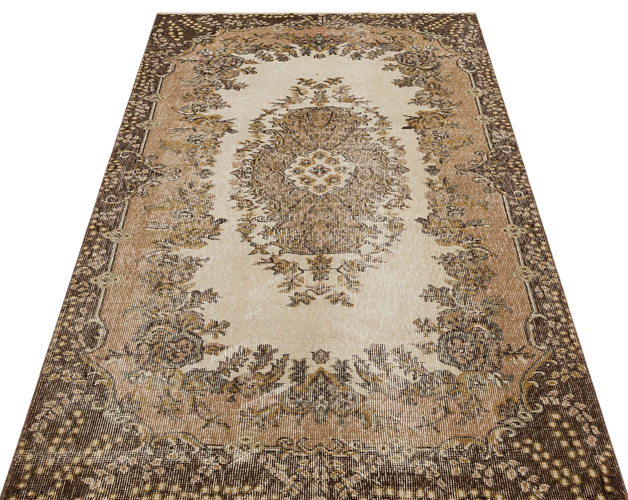 Authentic Hand-Woven Distressed Vintage Rug, vintage rug, Handmade, hand-knotted wool & silk, size 121 × 209 cm, from Bursa