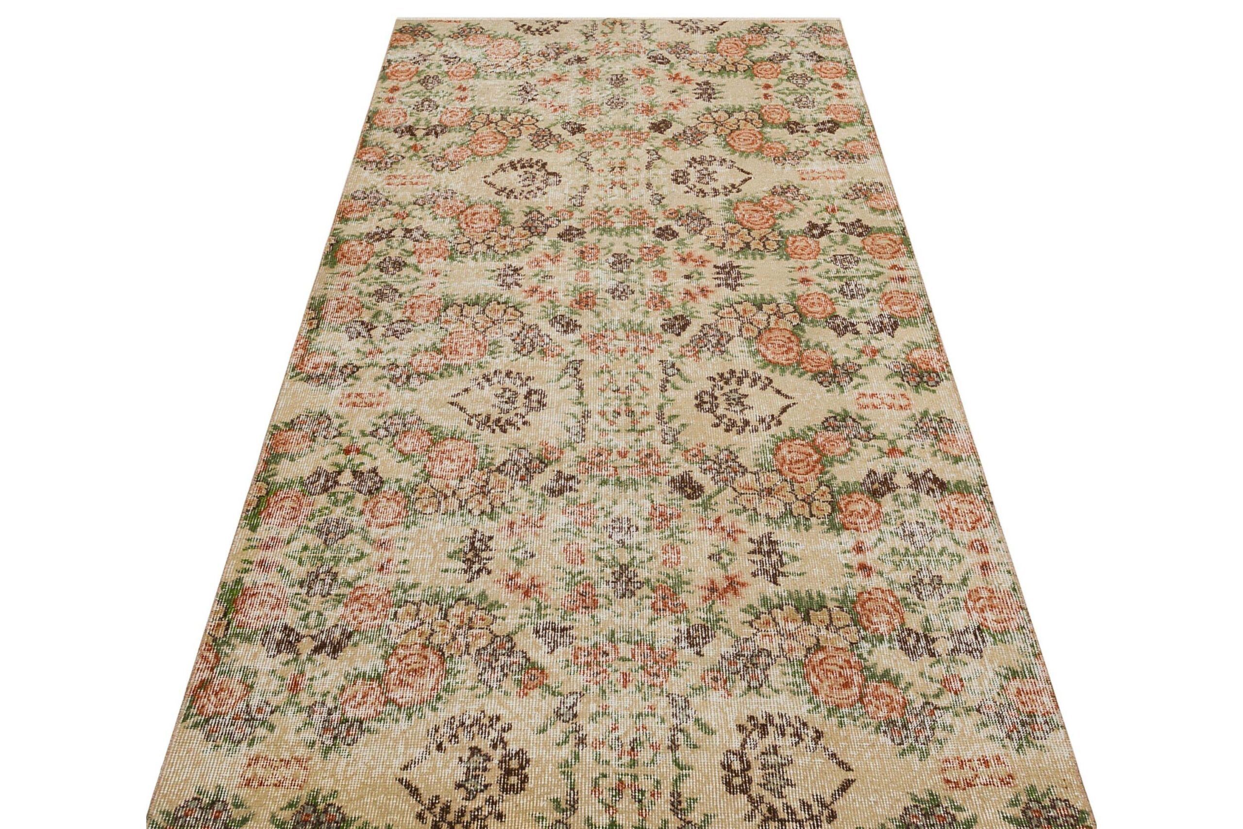 Exclusive Vintage Handmade Distressed Rug, vintage rug, Handmade, hand-knotted wool & silk, size 116 × 221 cm, from Antalya