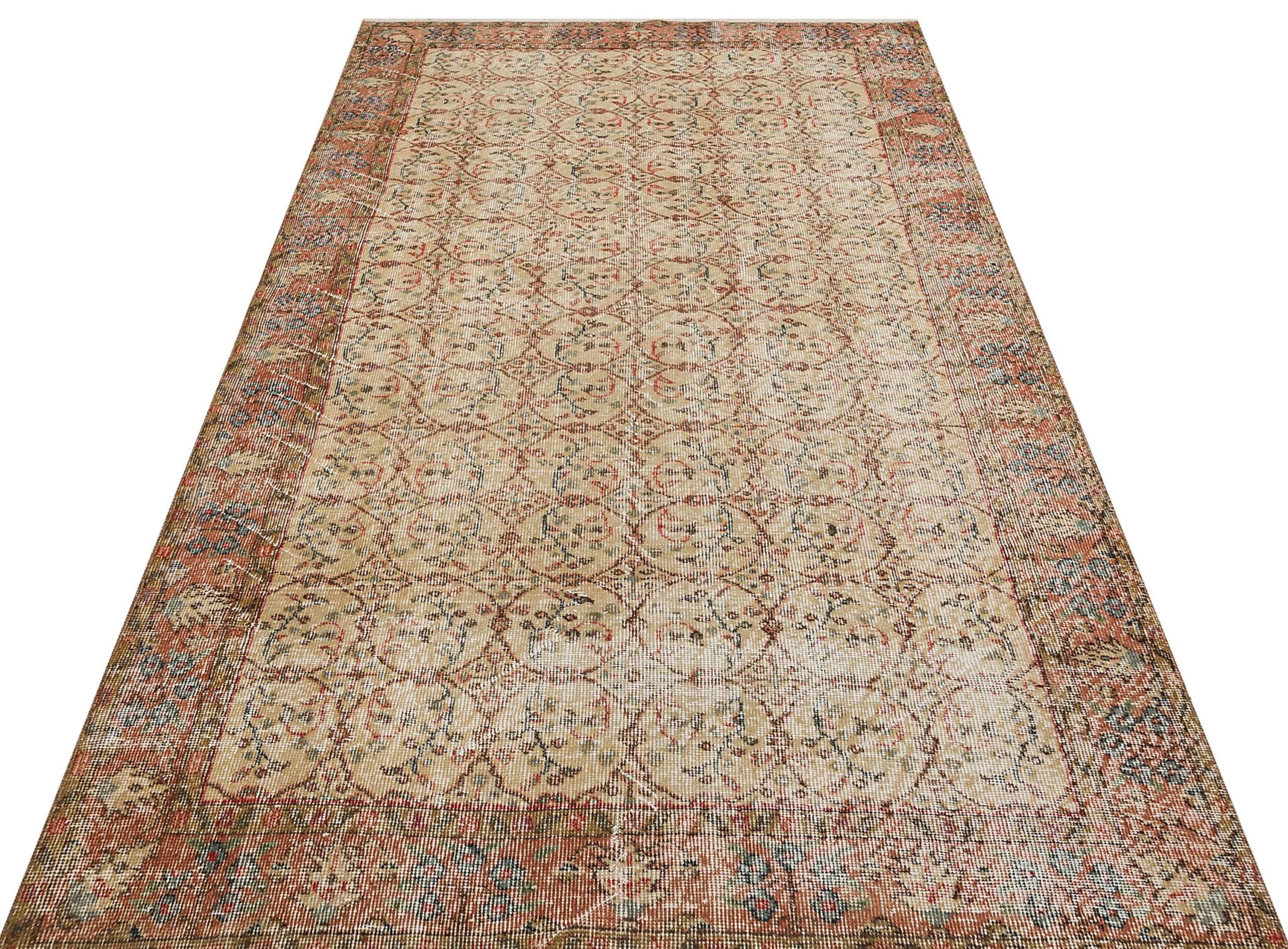 Distressed Vintage 100% Handmade Rug, vintage rug, Handmade, hand-knotted cotton, size 149 × 262 cm, from Isparta