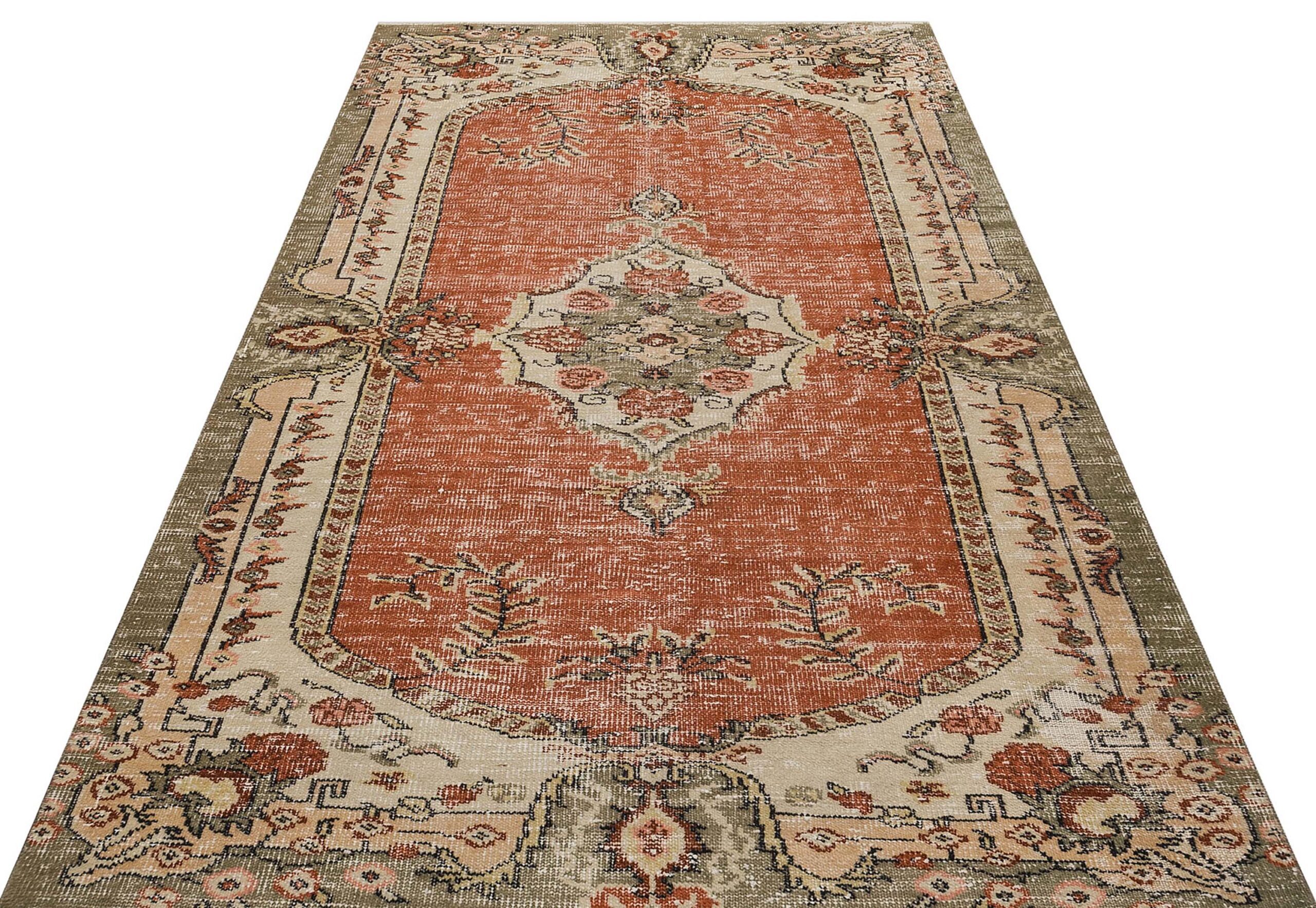 Distressed Vintage 100% Handmade Rug, vintage rug, Handmade, hand-knotted wool & silk, size 156 × 244 cm, from Gaziantep