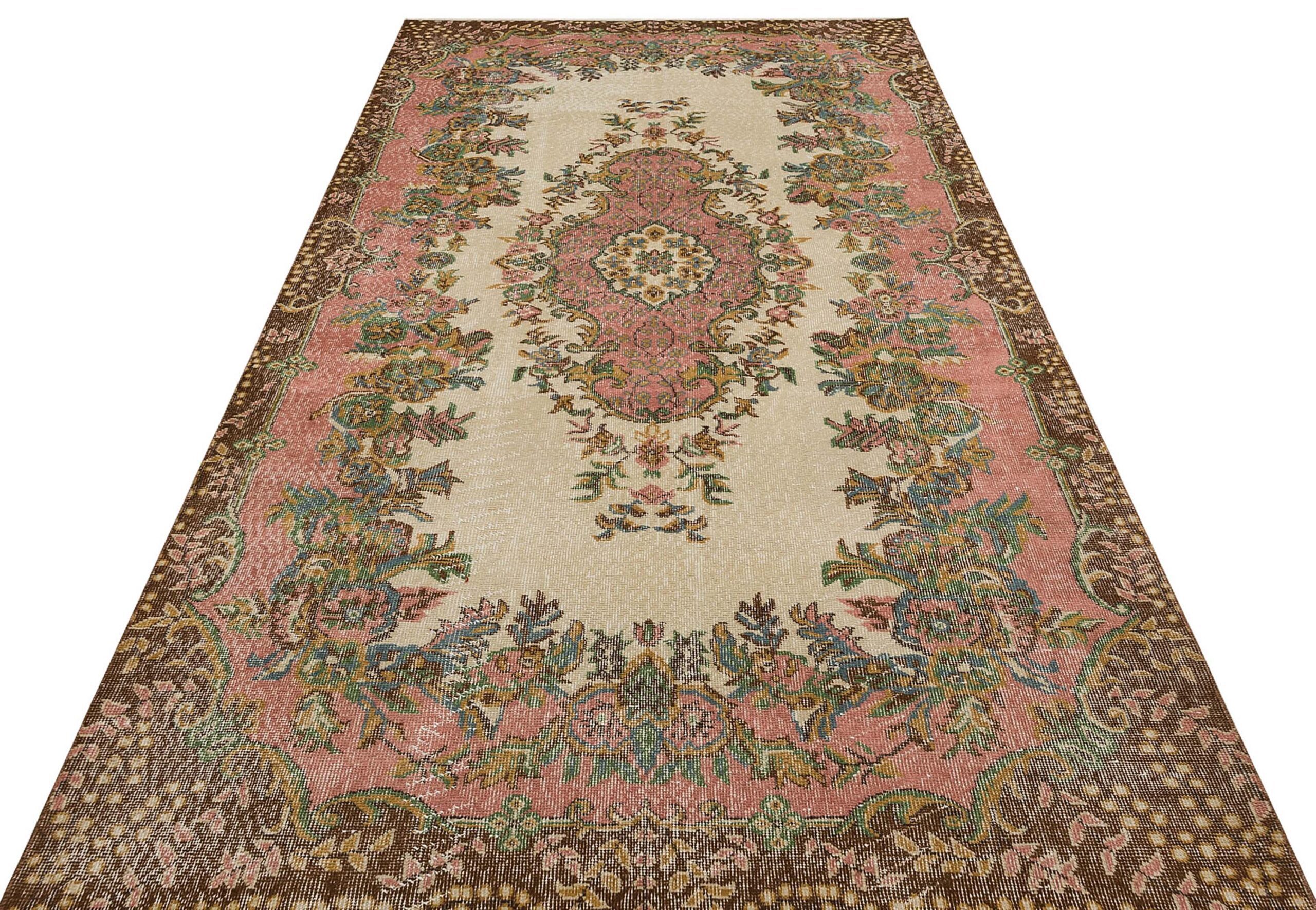 Vintage Distressed Handmade Rug, vintage rug, Handmade, hand-knotted silk, size 165 × 267 cm, from Gaziantep