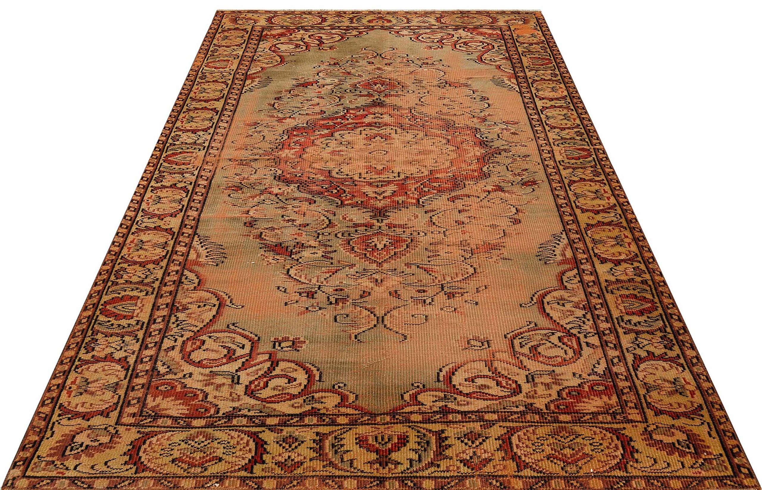 Gerçek El Dokuma Eskitme Vintage Halı 172 x 253 cm 9367