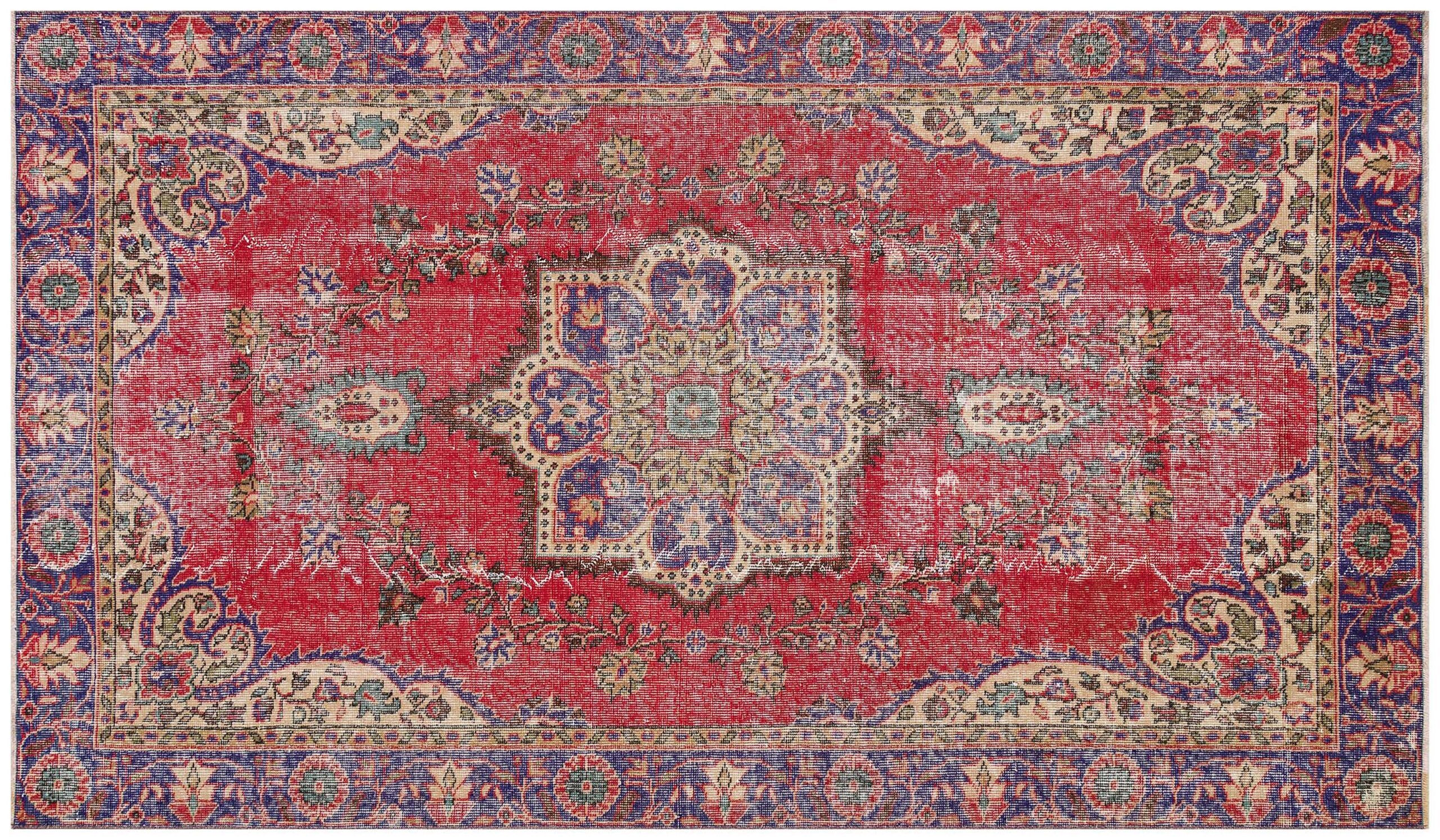 Gerçek El Dokuma Eskitme Vintage Halı 152 x 255 cm 9415 - Görsel 2