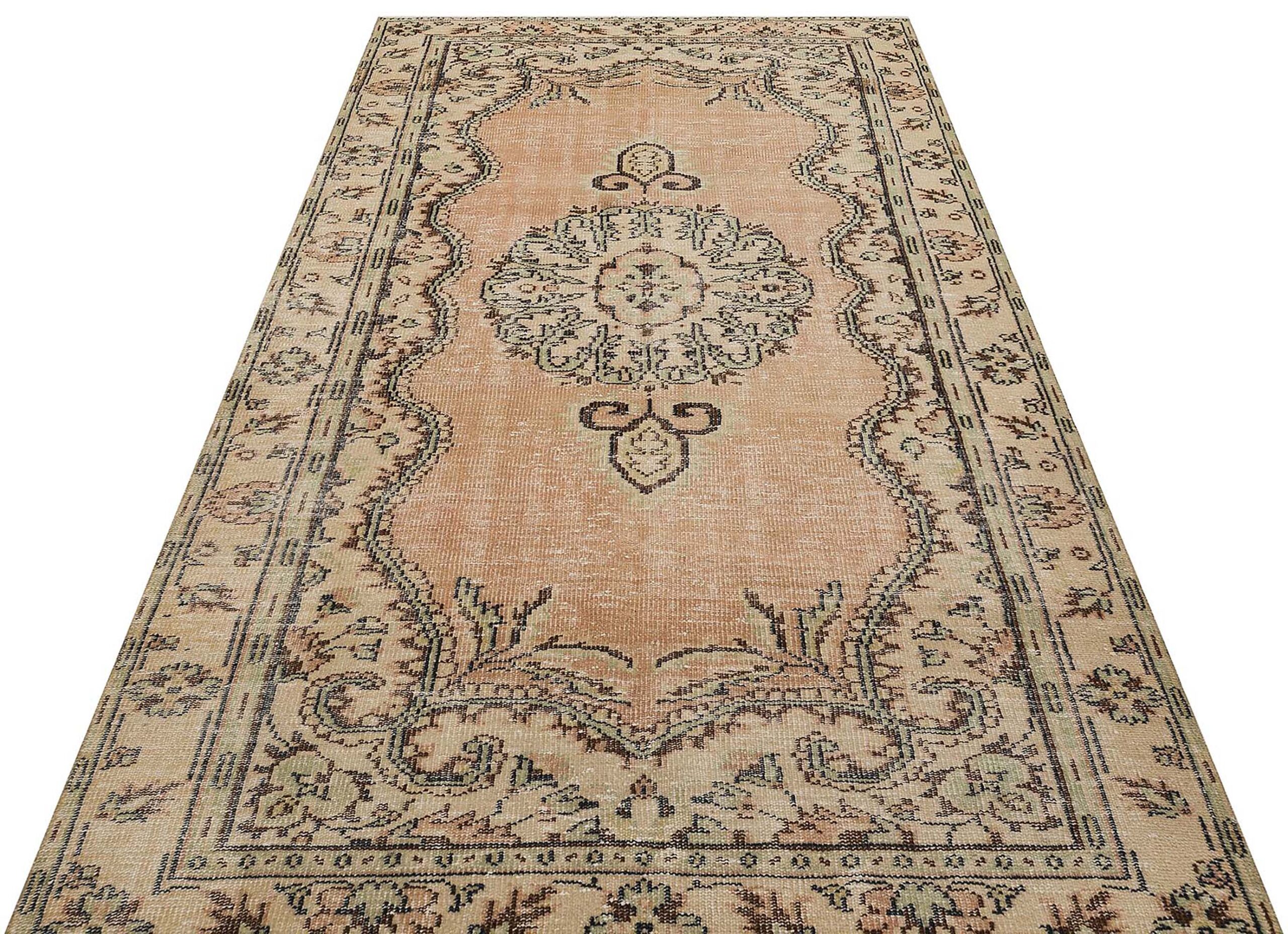 Gerçek El Dokuma Eskitme Vintage Halı 159 x 277 cm 9448