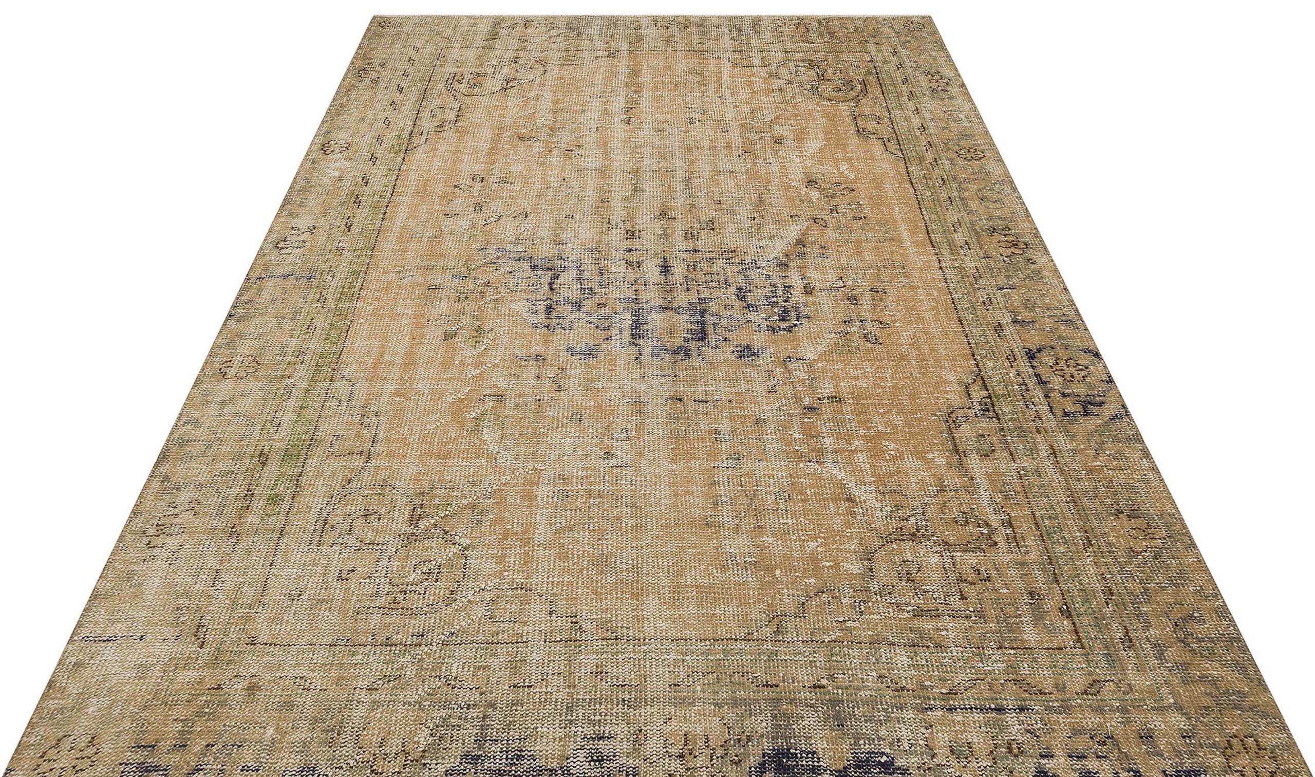 Vintage-Style Handwoven Rug, vintage rug, Handmade, hand-knotted wool, cotton & silk, size 185 × 260 cm, from Isparta