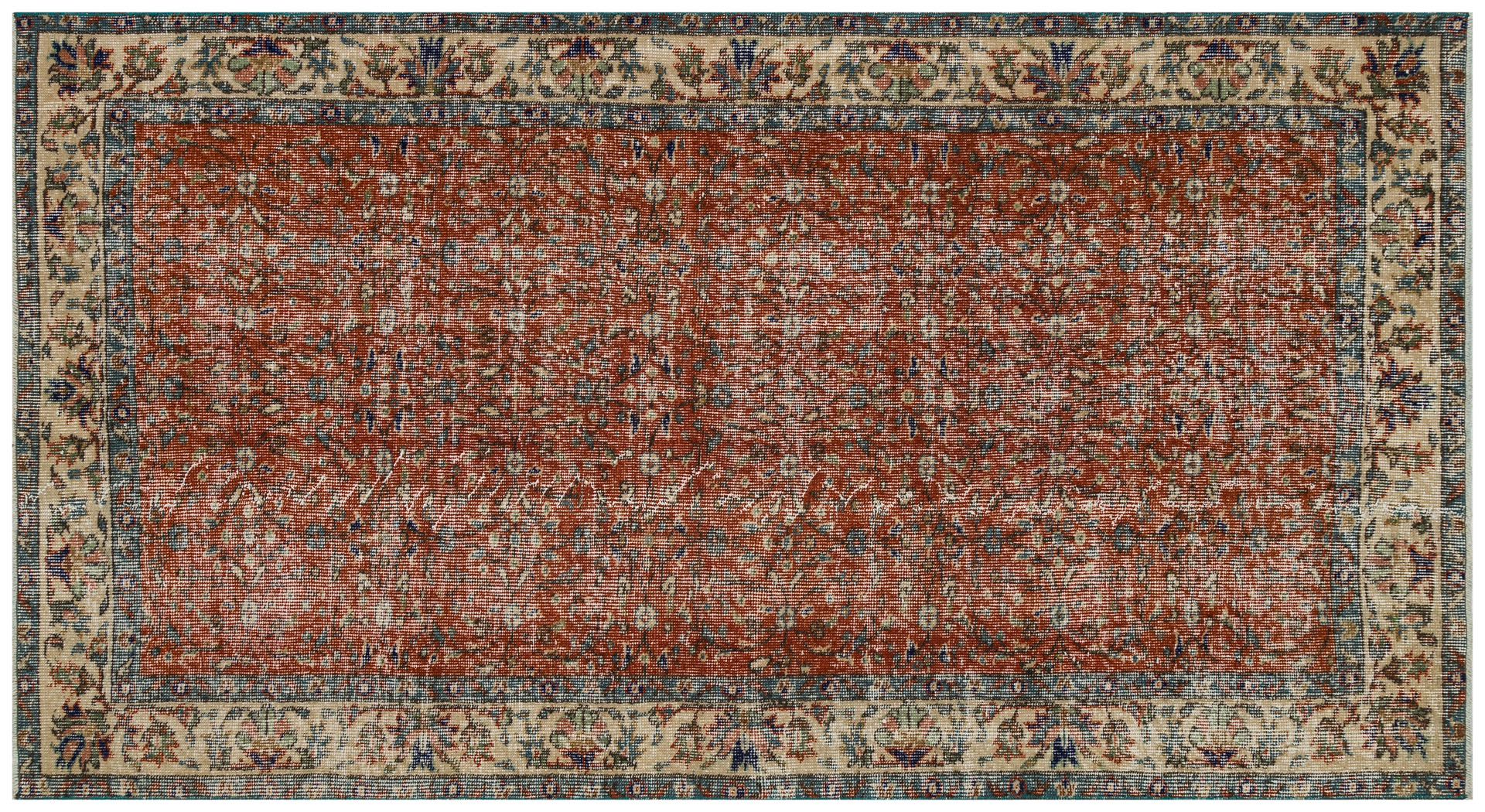 Eşsiz Renk ve Desenlerde Anadolu Vintage Eskitme El Dokuma Halı 116x216cm 9589 - Görsel 2