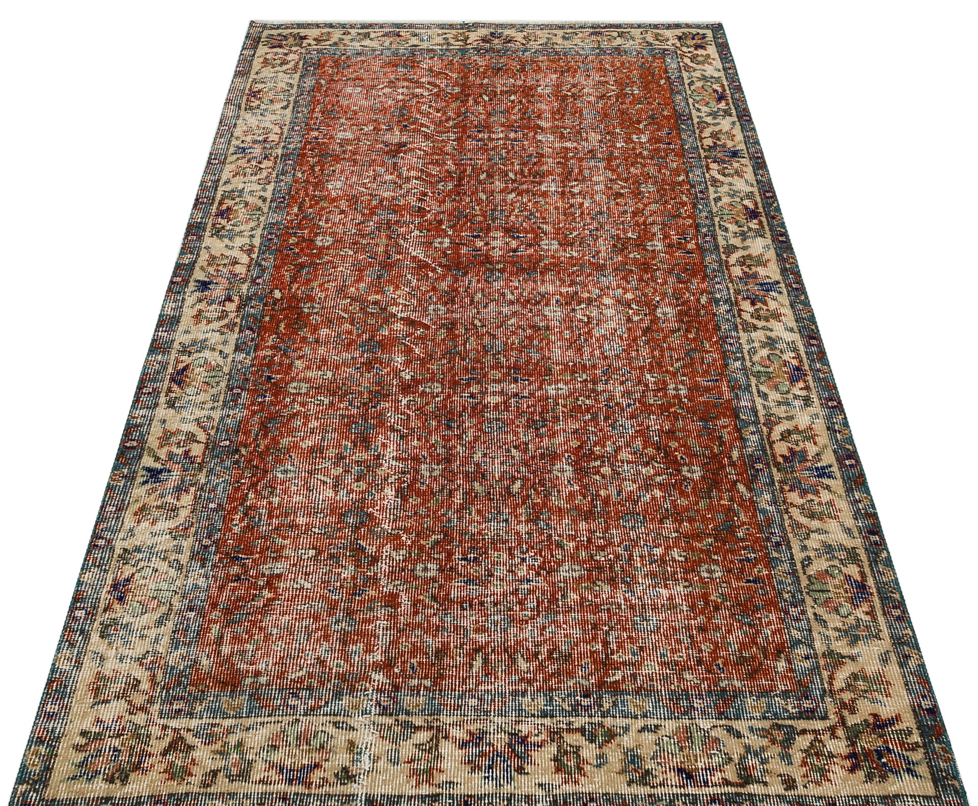 Eşsiz Renk ve Desenlerde Anadolu Vintage Eskitme El Dokuma Halı 116x216cm 9589