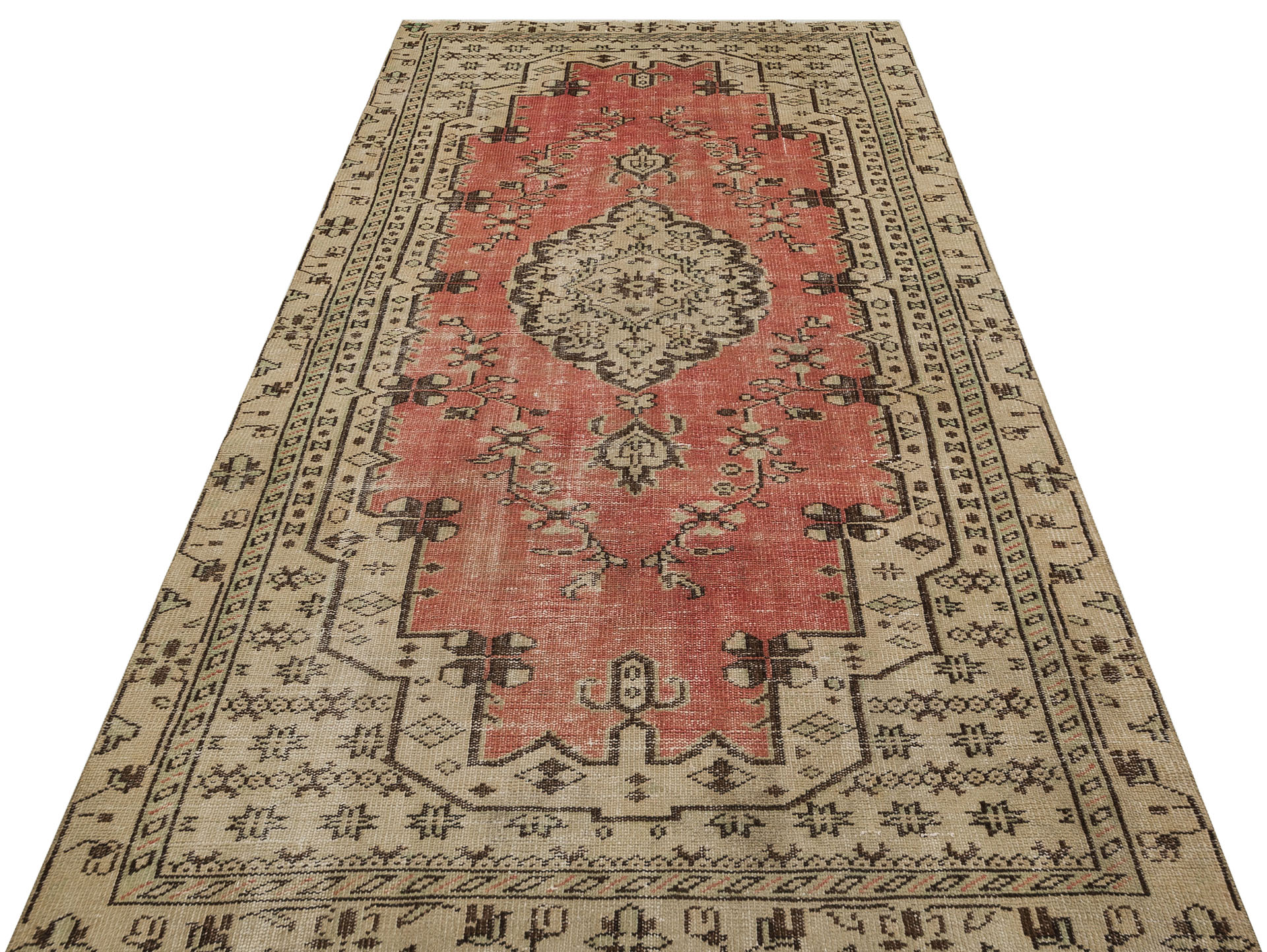 Eşsiz Renk ve Desenlerde Anadolu Vintage Eskitme El Dokuma Halı 144x270cm 9597