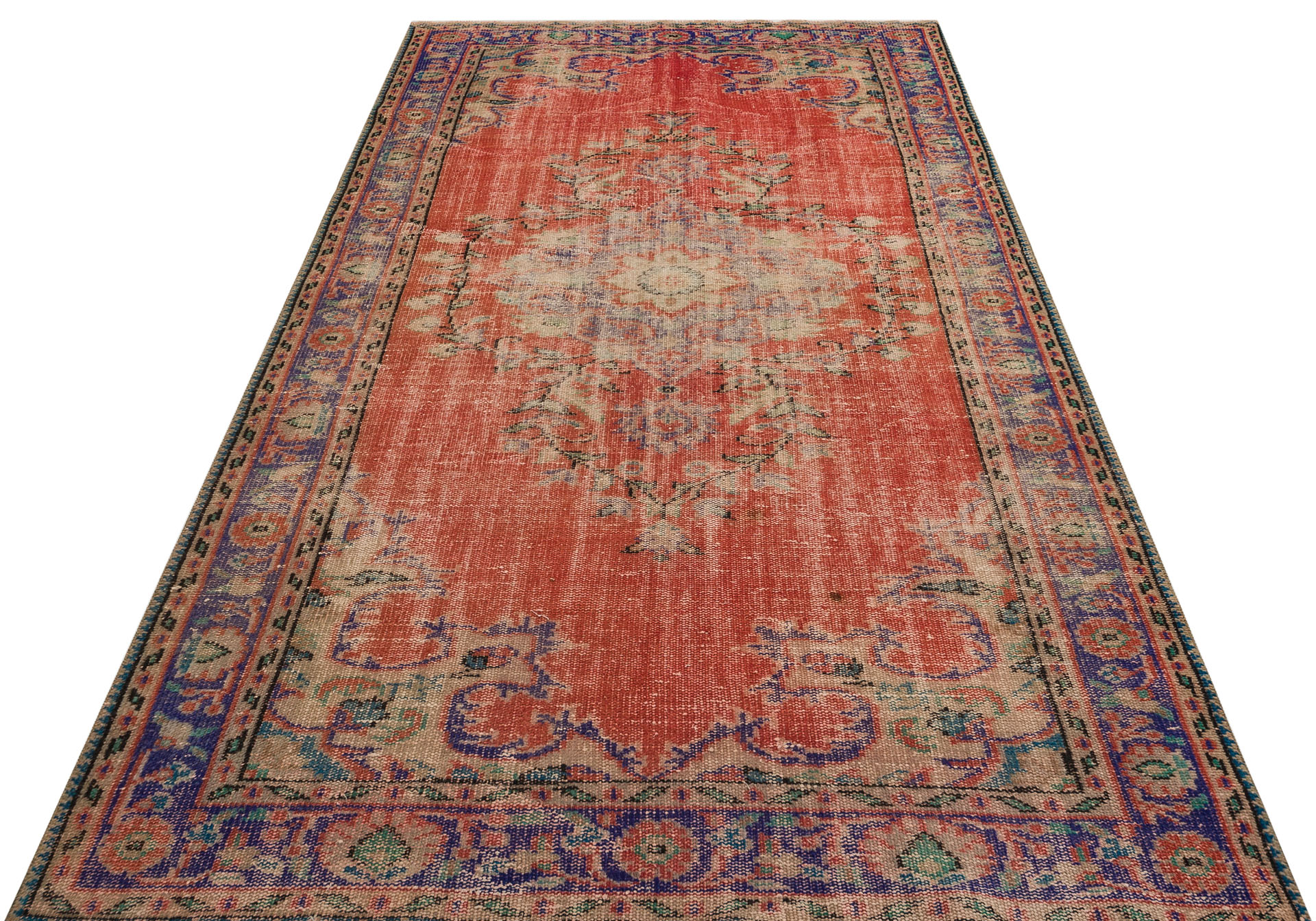 Eşsiz Renk ve Desenlerde Anadolu Vintage Eskitme El Dokuma Halı 158x281 cm 9610