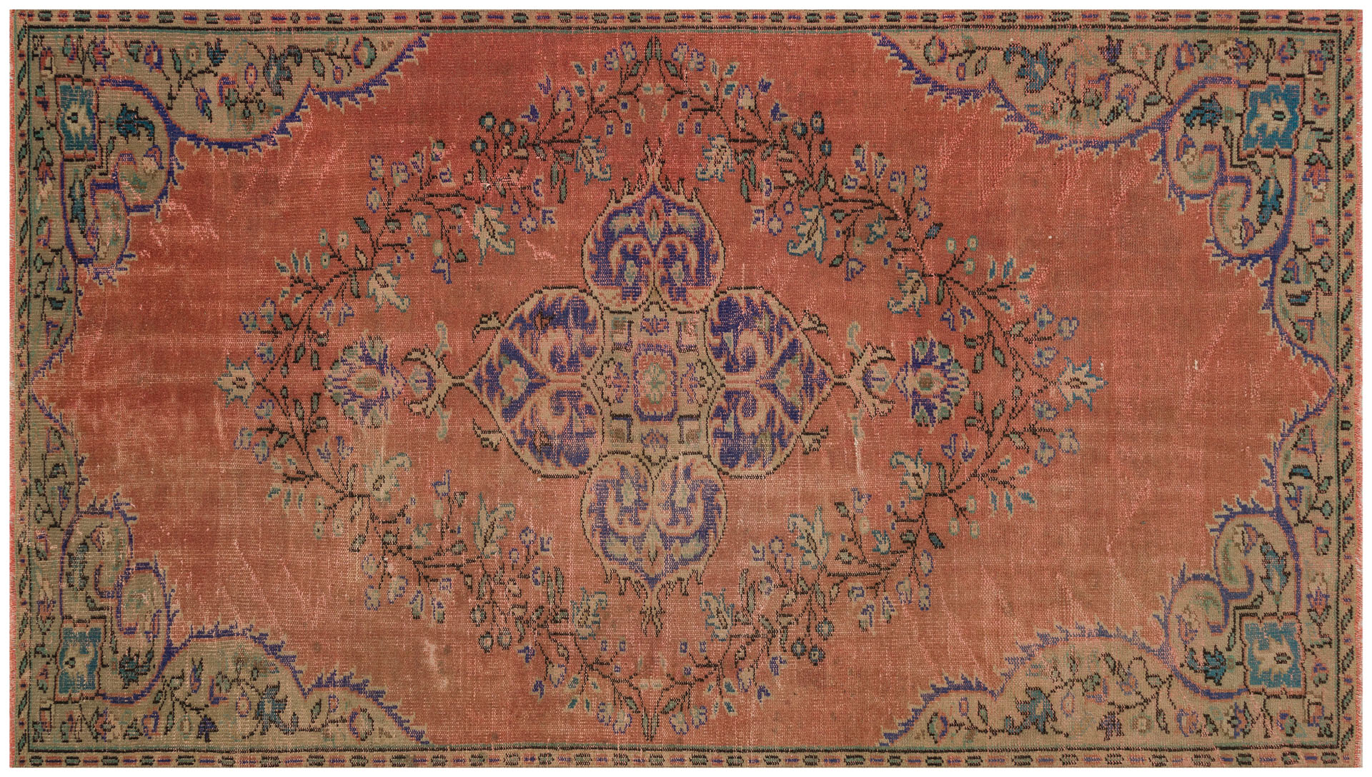 Eşsiz Renk ve Desenlerde Anadolu Vintage Eskitme El Dokuma Halı 155x271cm 9611 - Görsel 2
